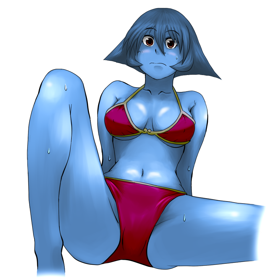 1girls artist_request bikini blue_skin breasts darkstalkers female female_only hsien_ko jiangshi lei-lei lei_lei swimwear thighs