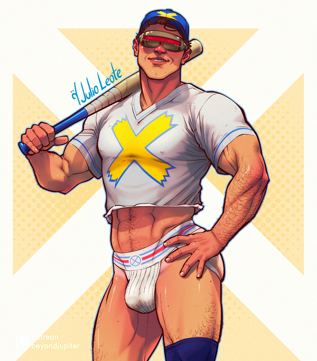 1boy bara bulge clothing cyclops_(x-men) jockstrap julio_leote male male_focus male_only marvel marvel_comics muscular_male penis_outline scott_summers solo underwear x-men yaoi