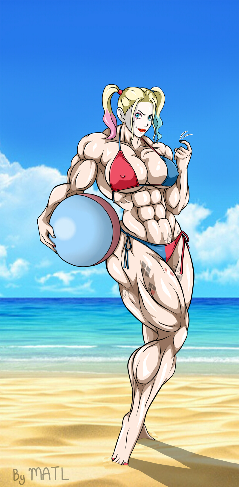 abs batman_(series) biceps breasts dc_comics female harley_quinn matl muscles muscular muscular_arms muscular_female muscular_legs muscular_thighs pecs