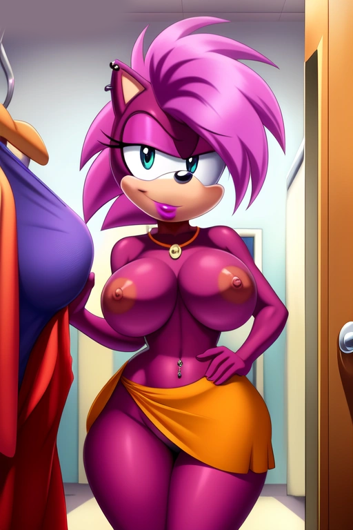 1girls ai_generated anthro ass bikini blue_eyes breasts changing_room female hedgehog lipstick magenta_fur mobian_(species) nippels pink_hair rodent seductive seductive_look sega smile sonia_the_hedgehog sonic_(series) sonic_the_hedgehog_(series) sonic_underground thighs topless