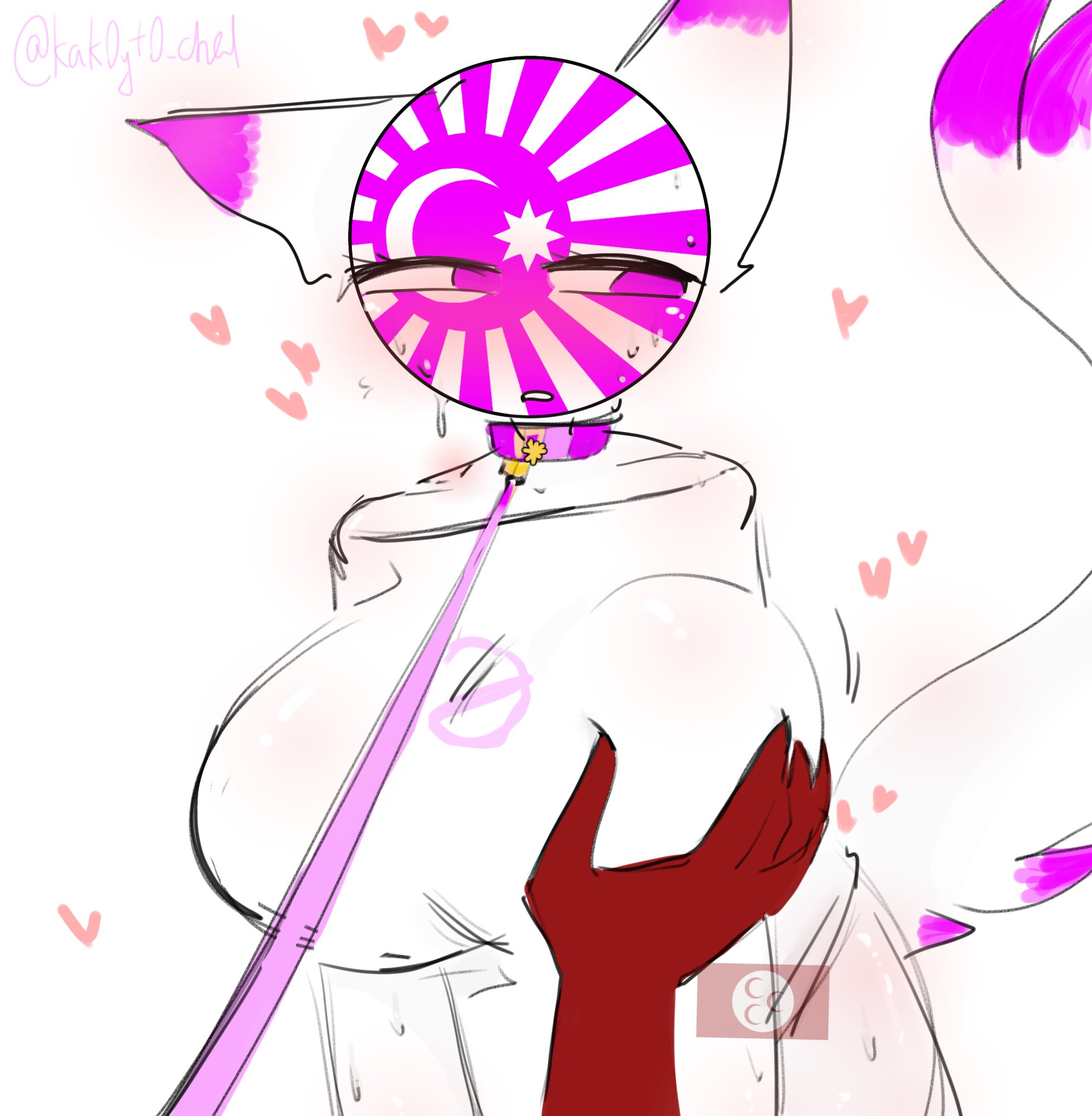 1boy, 1girls, big breasts, breasts, cat ears, cat tail, countryhumans, countryhumans girl, countryhumans oc, female, groping breasts, kak0yt0 chel, leash, male
