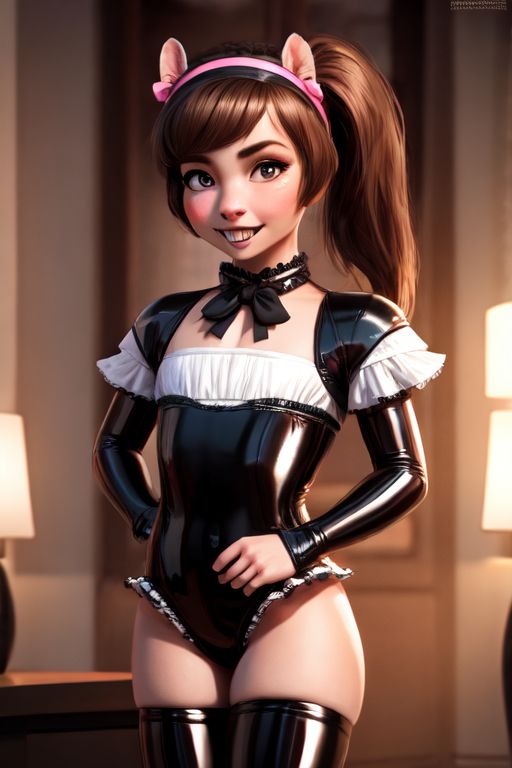 1boy accurate_art_style ai_generated bow bra brunnette buckteeth crossdressing digital_media_(artwork) erectionfrills flat_chest headband latex realistic the_fairly_oddparents timmy_turner trap