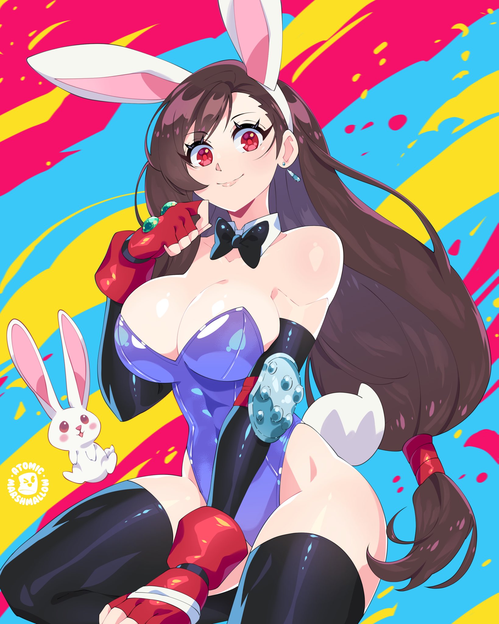 atomicmarshmallow, breasts, bunny ears, female, female only, final fantasy, final fantasy vii, looking at viewer, solo, tifa lockhart