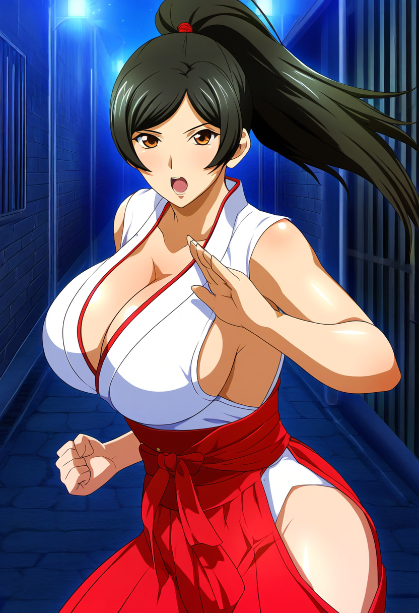 1girls accurate_art_style alluring big_breasts black_hair brown_eyes cleavage dead_or_alive doasuki kunoichi momiji momiji_(ninja_gaiden) ninja_gaiden ponytail tecmo