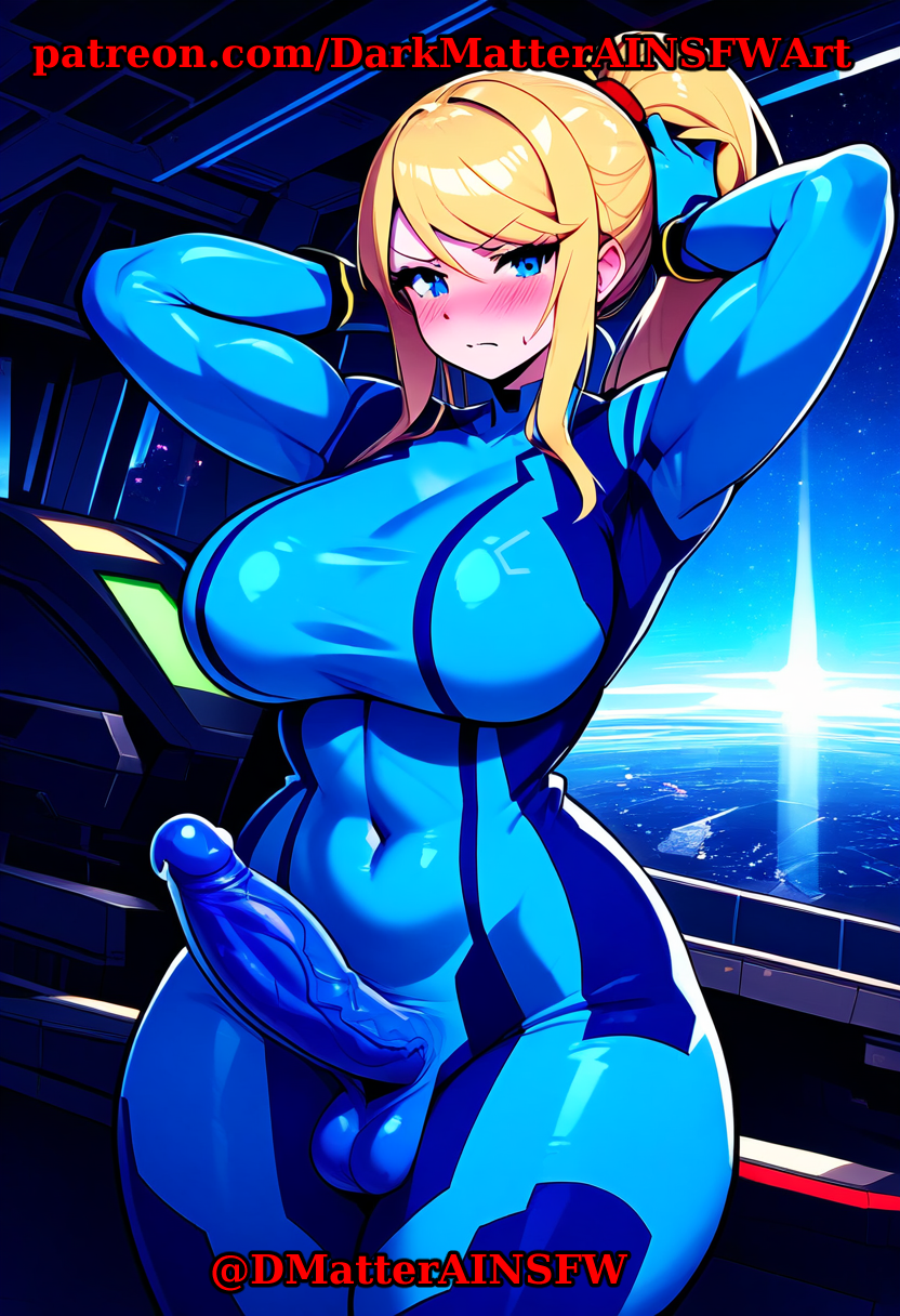 1futa ai_generated armpits armpits_through_clothes big_breasts big_penis blush bodysuit cock darkmatterai erection erection_under_clothes futa_only futa_sans_pussy futanari latex latex_ass latex_bodysuit latex_breasts latex_clothing latex_futa latex_gloves latex_legwear latex_skin latex_skinsuit latex_suit latex_thighhighs looking_at_viewer metroid muscular samus_aran solo solo_focus solo_futa voluptuous zero_suit zero_suit_samus