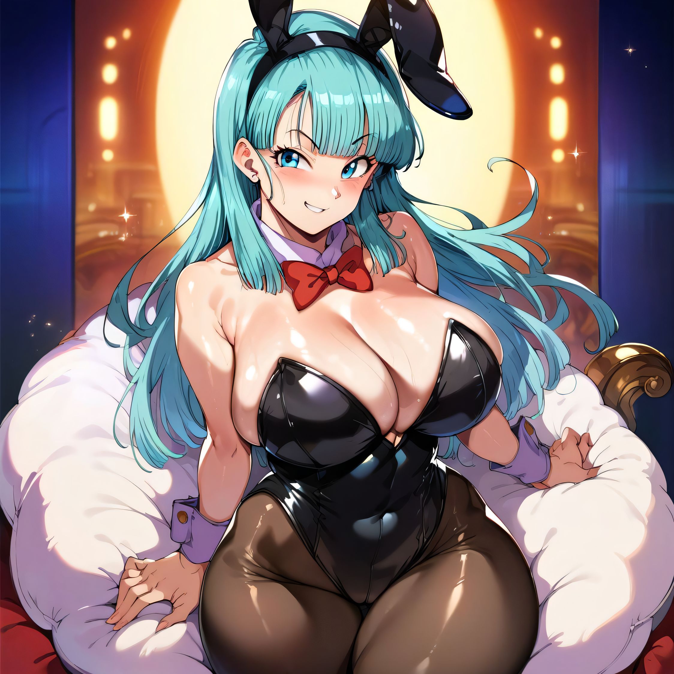 1girls, ai generated, alternate breast size, big breasts, breasts, bulma briefs, bunny girl, bunnysuit, busty, curvaceous, curvy, curvy body, curvy female, curvy figure, dragon ball, female, huge breasts, large breasts, nipples, pantyhose, sweat, sweating, sweaty, sweaty body, sweaty breasts, thick thighs, thighs, venus body