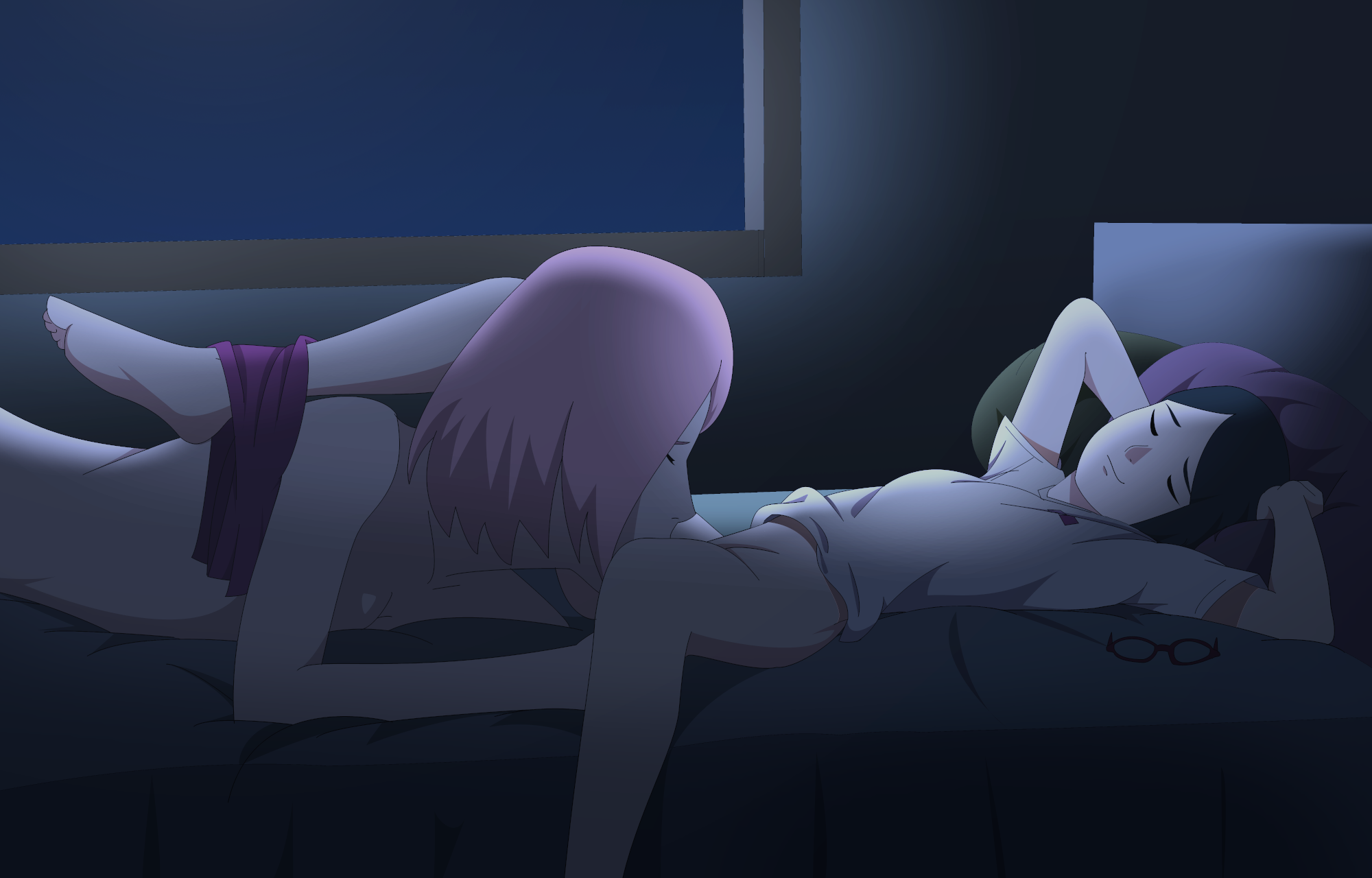 2girls, adult, adult and teenager, age difference, barefoot, bedroom, black hair, boruto: naruto next generations, closed eyes, cunnilingus, dark room, female, female only, female torso, female/female, human, incest, indoors, licking, licking pussy, mature, mature female, milf, mother and daughter, multiple females, multiple girls, naruto, naruto (series), older female, on back, optimystic, oral, oral sex, pajamas, petite, pink hair, pussy, sakura haruno, sarada uchiha, shirt, teenager, younger female, yuri
