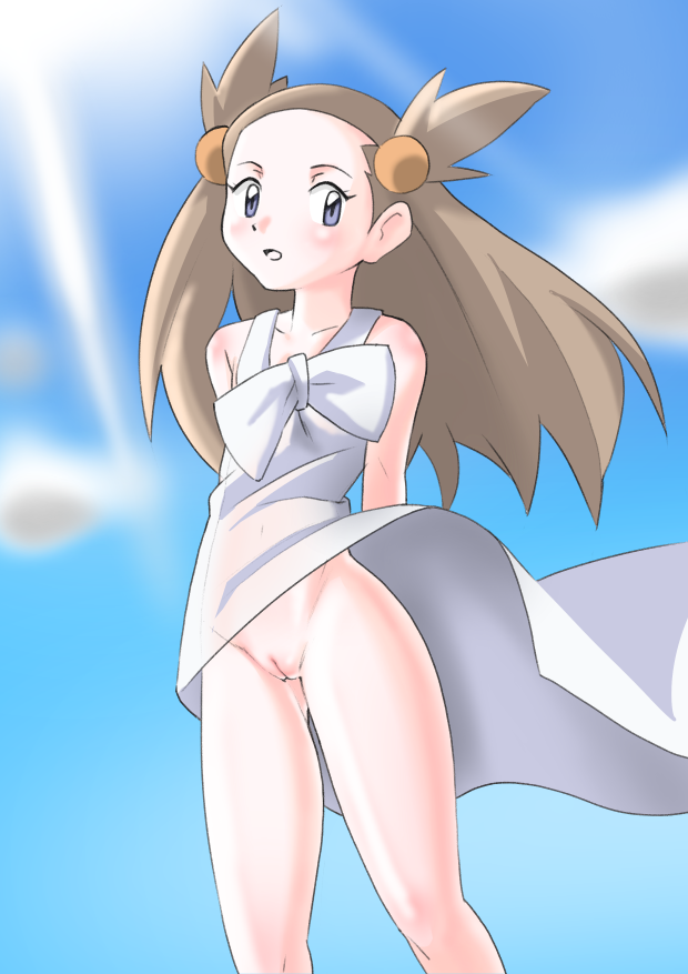 00s 1girls antiair blush breasts brown_hair female gym_leader jasmine_(pokemon) jasmine_(pokemon_gsc) long_hair nintendo no_panties nopan open_mouth pale-skinned_female pale_skin pokemon pokemon_gsc pussy solo uncensored