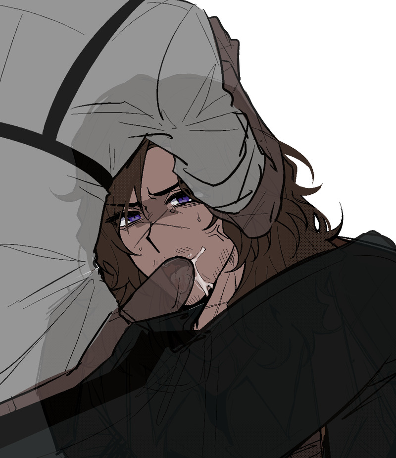 2boys, bara, clothed, clothed sex, erlking heathcliff (limbus company), face closeup, gay, gay domination, god damn, heathcliff (limbus company), honestly quite incredible, limbus company, long hair, male, maledom, malesub, oral, penis, project moon, purple eyes, scar, selfcest, sex, sucking, sucking penis, yaoi