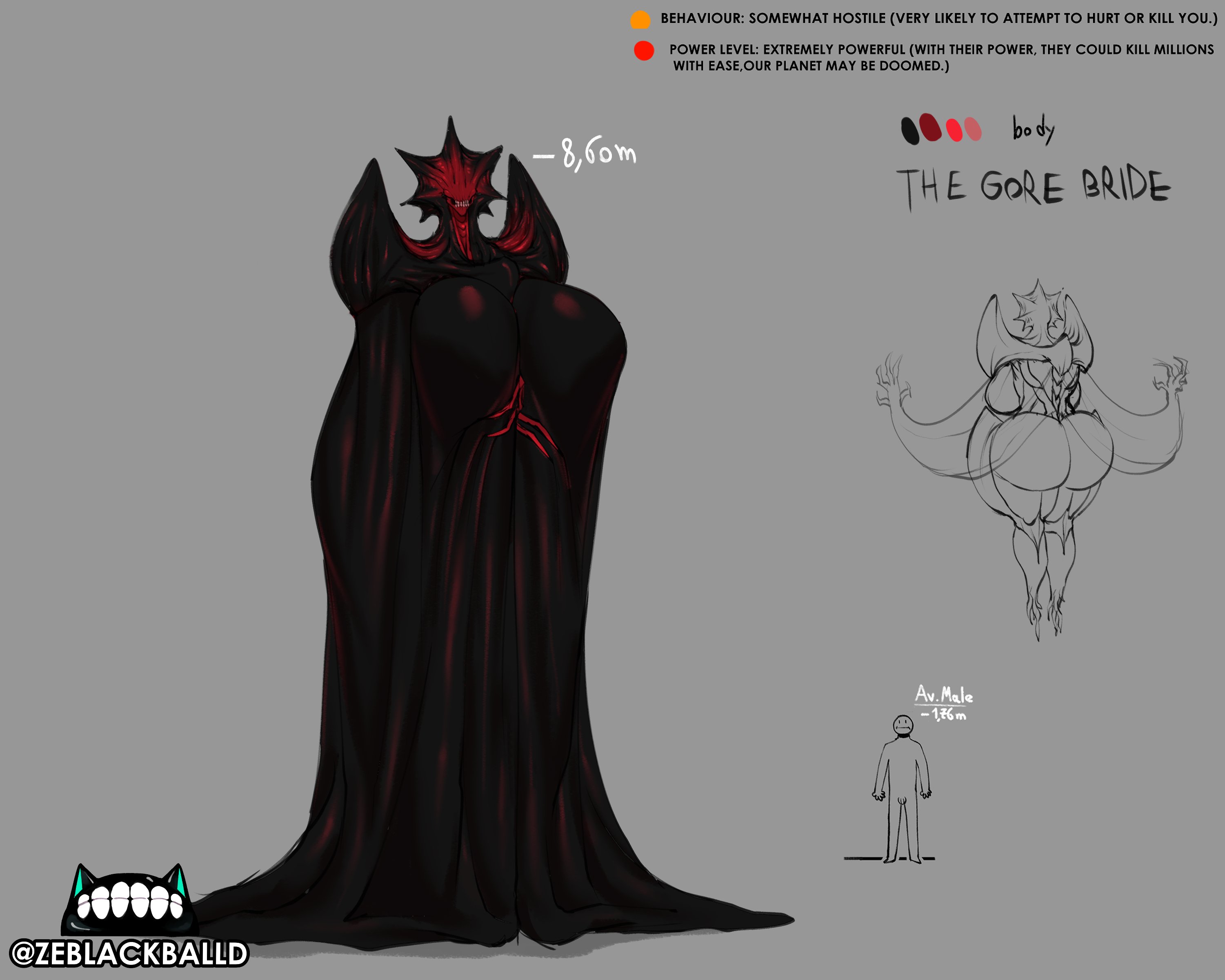big breasts, breasts, character sheet, eldritch abomination, eldritch being, eldritch horror, female, giantess, large female, larger female, mini giantess, model sheet, monster, monster girl, nightmare fuel, nightmare waifu, original, original character, reference sheet, remake, tagme, taller female, the gore bride (zeblackballd), thick thighs, ze blackball.d, zeblackballd (artist)