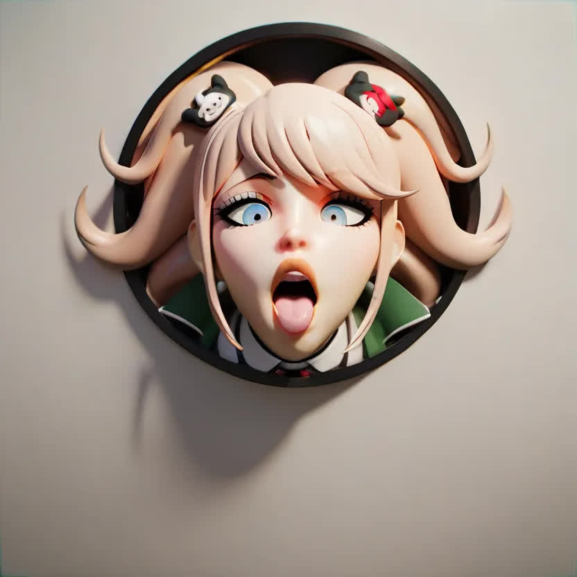 ai_generated before_oral blonde_hair danganronpa danganronpa:_trigger_happy_havoc female glory_hole junko_enoshima open_mouth tongue_out