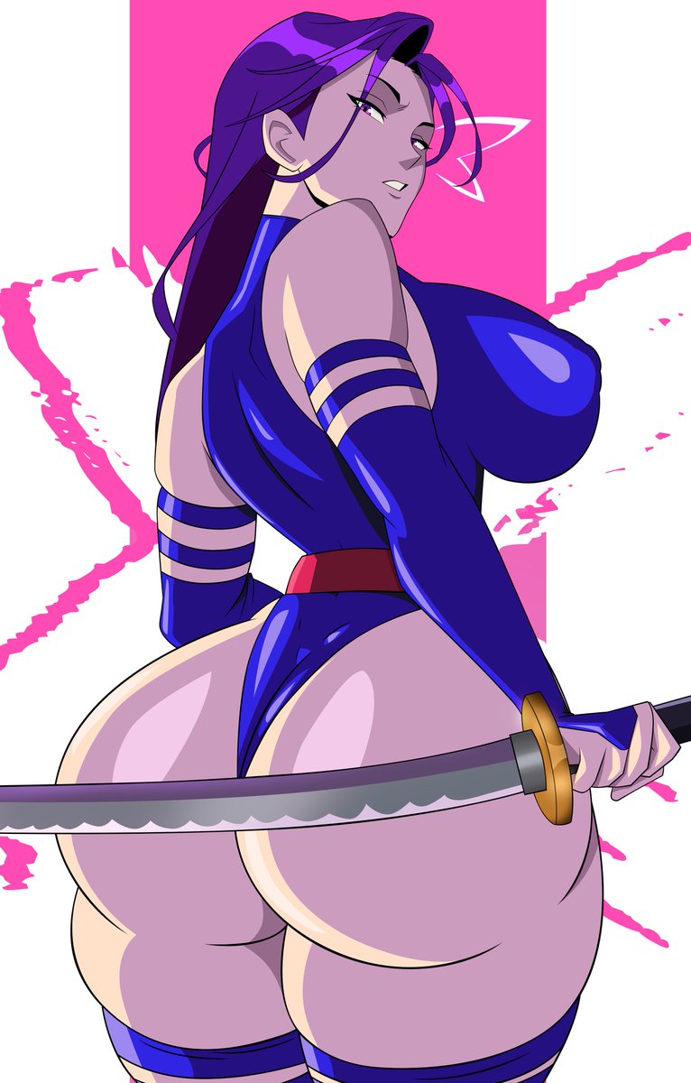 1girls ass_bigger_than_head ass_focus big_ass blue_swimsuit bottom_heavy female grimphantom huge_ass marvel marvel_rivals psylocke psylocke_(marvel_rivals) thick_thighs vengeance_psylocke