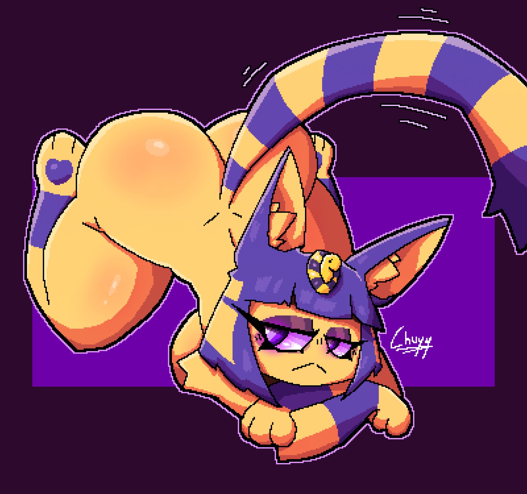 1girls, 8-bit, animal crossing, ankha, ankha (animal crossing), ass, big ass, big butt, big thighs, blue hair, cat ears, cat girl, cat tail, catgirl, chuyy, completely nude, curvaceous, curvaceous female, curvaceous figure, curvy, curvy figure, curvy hips, egyptian, female, female focus, female only, full body, furry, furry female, furry only, looking at viewer, naked, naked female, nintendo, nude, nude female, short hair, solo, solo female, yellow fur