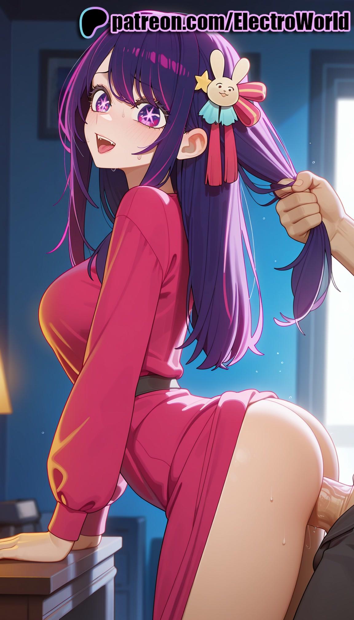 1boy, 1girls, 2025, ai generated, artist name, ass, big breasts, big chest, blush, breasts, bust, busty, chest, classroom, cock, desk, dick, electroworld, female, fucking, grabbing another's hair, hair ornament, hi res, high quality, high resolution, highres, hoshino ai, indoors, intercourse, large breasts, long hair, love making, male, open mouth, oshi no ko, patreon, patreon username, penetration, penis, purple hair, sex, sexual intercourse, solo focus, stable diffusion, star (symbol), star hair ornament, straight, sweat, symbol-shaped pupils, watermark
