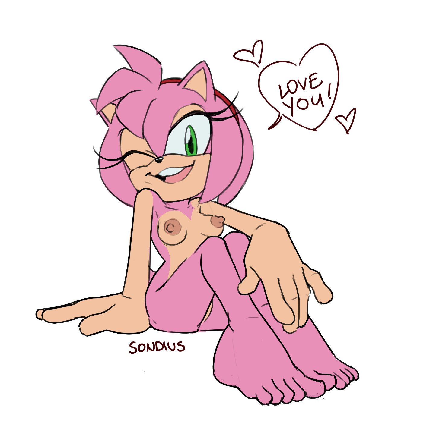 amy rose, breasts, feet, female, furry, nude, sega, somedivs, sonic (series)