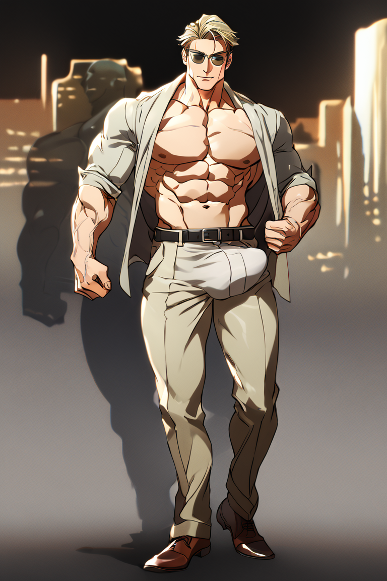 ai_generated big_bulge blonde_hair bulge jujutsu_kaisen kento_nanami muscles