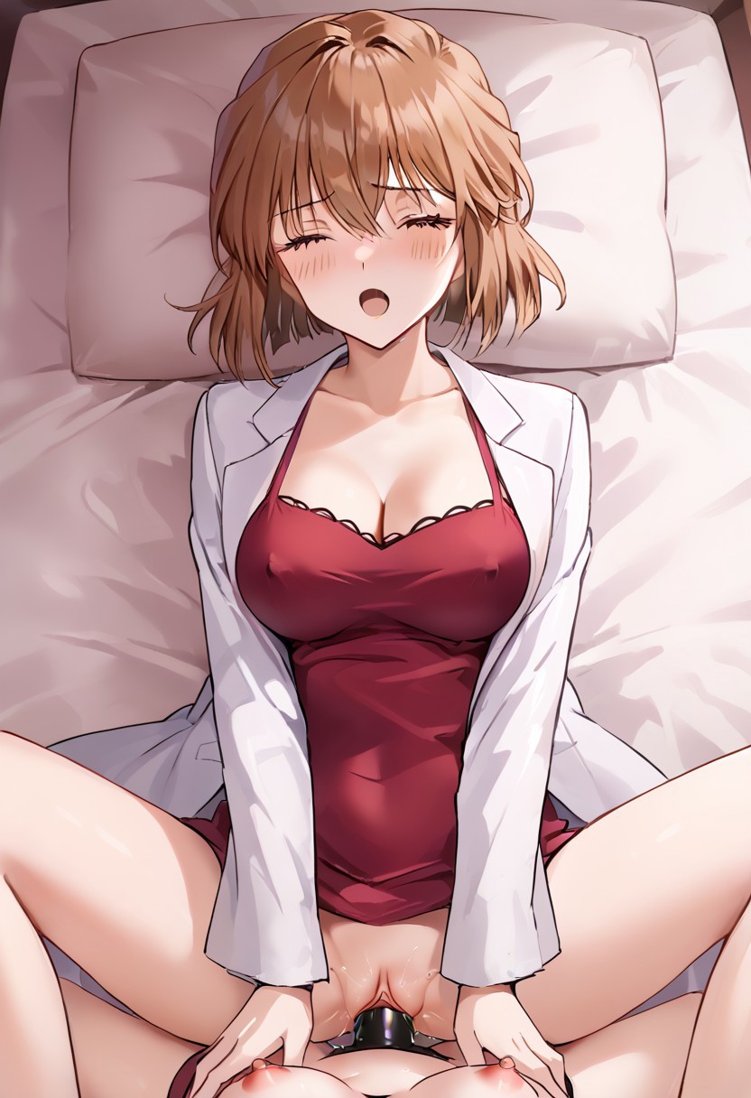 ai_generated detective_conan missionary_position shiho_miyano strap-on yuri