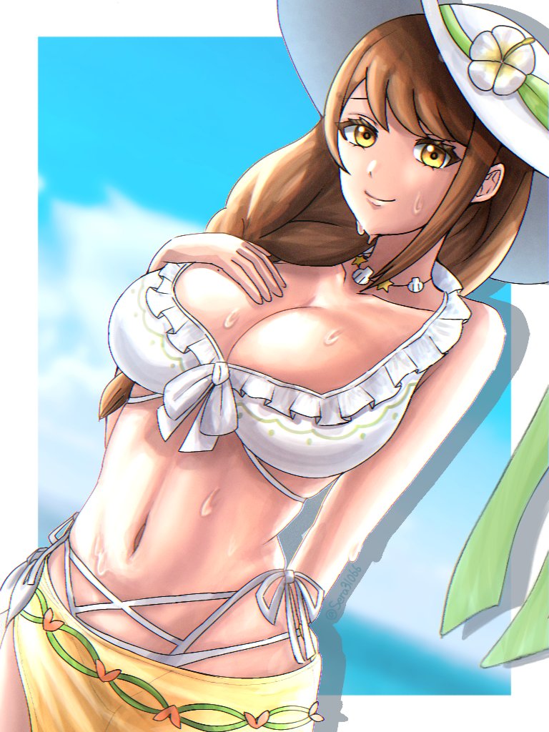 breasts female female_only fire_emblem fire_emblem_engage fire_emblem_heroes goldmary_(fire_emblem) goldmary_(summer)_(fire_emblem) looking_at_viewer nintendo sera31066 solo swimsuit tagme