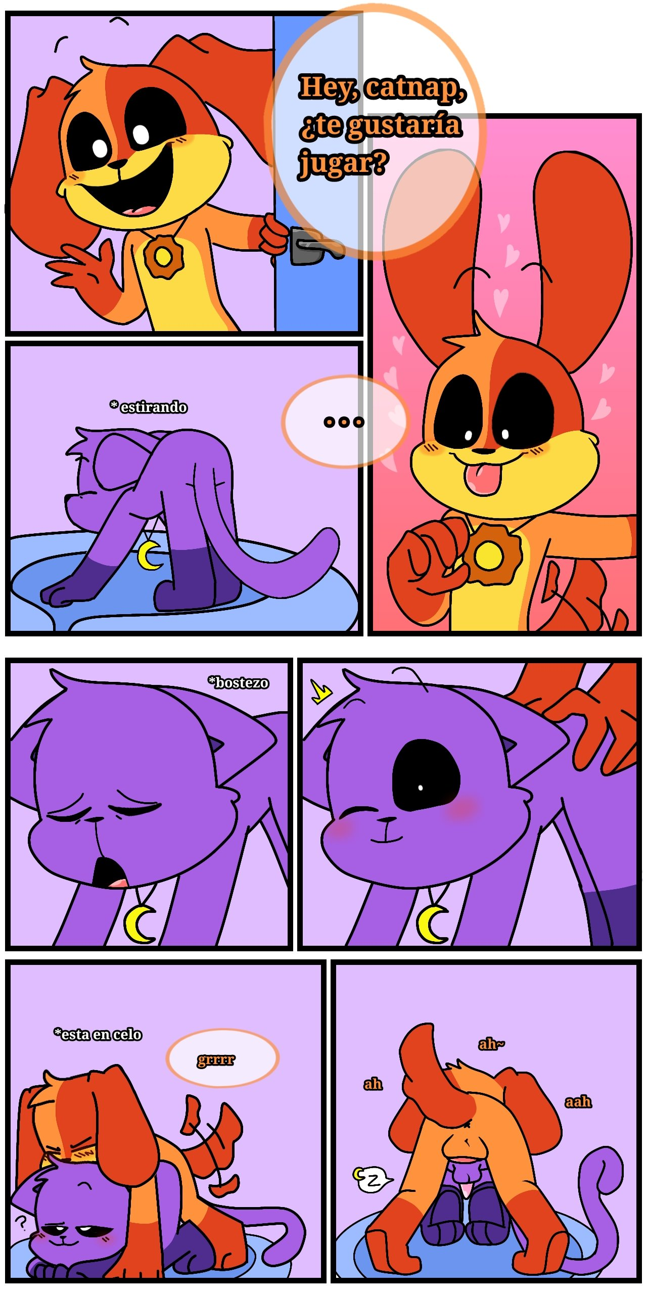 anthro, anthro on anthro, anthro only, canine, catnap, catnap (poppy playtime), comic, critters (poppy playtime), dogday, dogday (poppy playtime), doggy, domestic cat, domestic dog, feline, furry only, male, male/male, no humans, orange fur, orange skin, poppy playtime, poppy playtime (chapter 3), purple fur, purple skin, sex, smiling critters, tagme