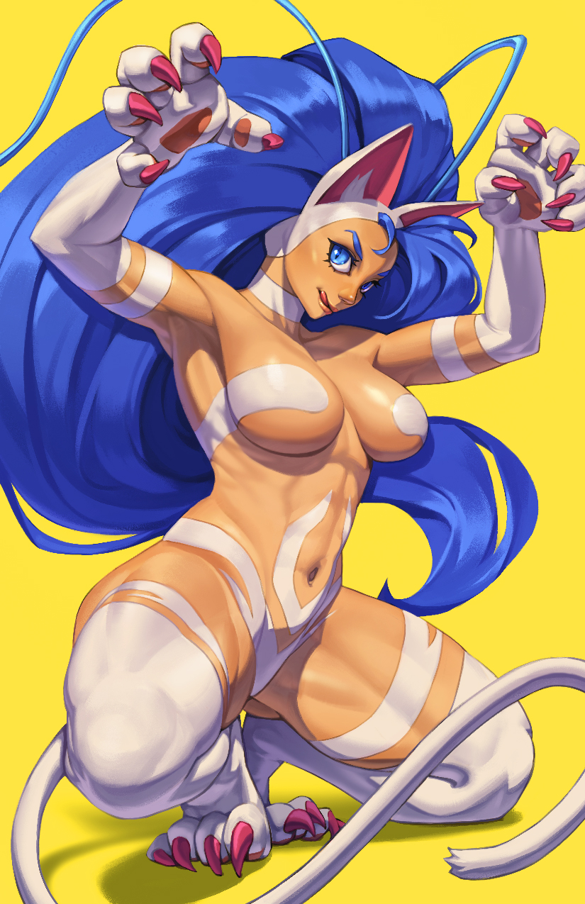 1girls 2024 abs animal_ears animal_humanoid armpits arms_up ass belly_button big_breasts blue_eyes blue_hair breasts busty calves cat_ears cat_girl cat_humanoid cat_tail claws clothed clothed_female clothing curvaceous curvy darkstalkers eyelashes feet feet_together felicia_(darkstalkers) feline_humanoid female front_view hair huge_thighs humanoid kemonomimi kneeling knees_apart_feet_together large_breasts legs_apart licking_lips light-skinned_female light_skin long_hair muscular_female muscular_legs muscular_thighs navel pawpads paws pose posing rim_jims simple_background smile smiling smirk soles solo squatting stomach tail thick_thighs thighs tongue tongue_out very_long_hair voluptuous wide_hips yellow_background