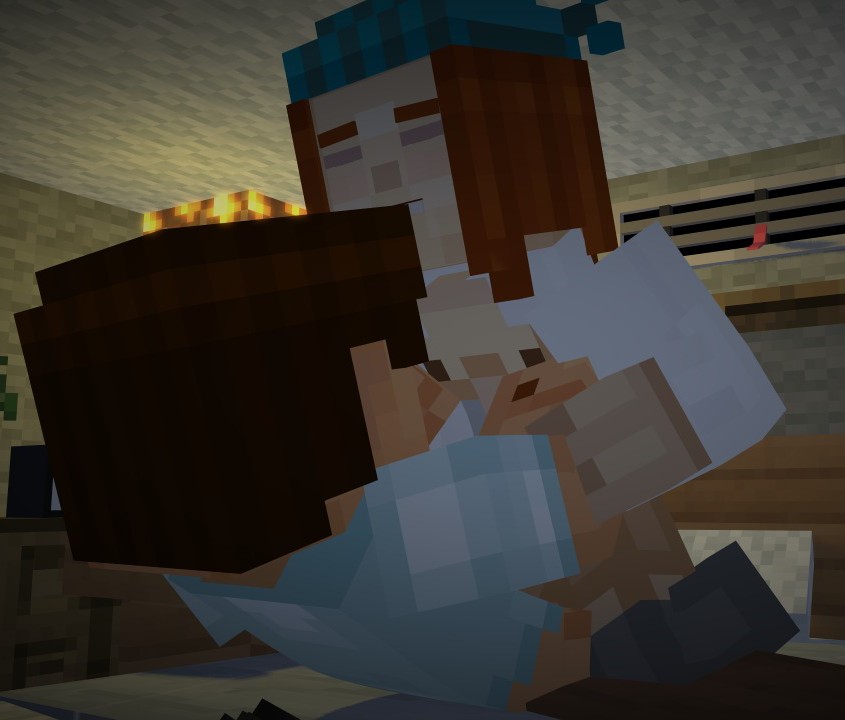 1boy 1girls bandage female ginger jesse_(mcsm) mcsm minecraft minecraft:_story_mode petra_(mcsm) redhead