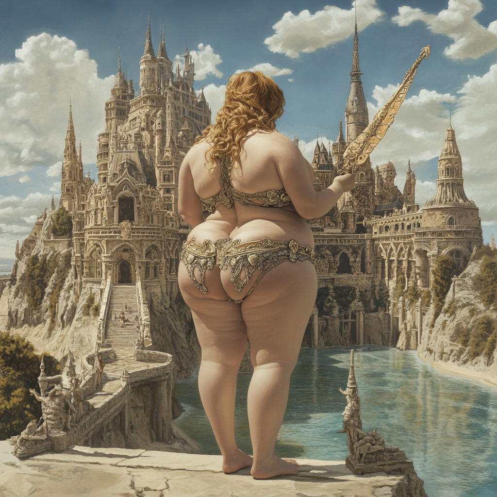 ai_generated armored_female ass_focus big_ass big_breasts darkinea_realm fat fat_ass female female_focus humanoid larger_female light-skinned_female light_skin revealing_clothes slim_thick slim_waist thick_thighs