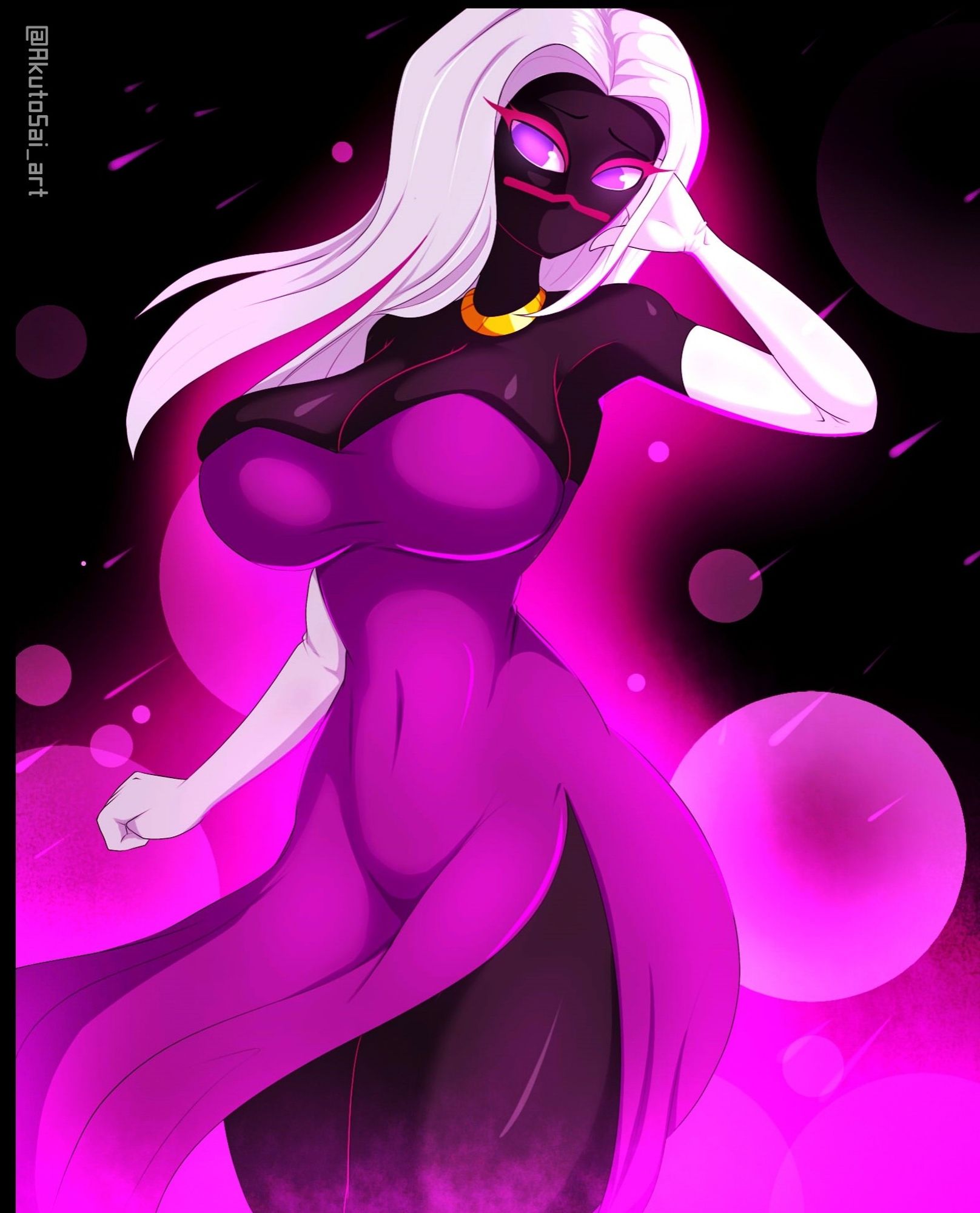 1girls akutosai_art alien alien_girl alien_humanoid artist_name big_breasts cartoon_network duck_dodgers facial_mark female female_only fully_clothed humanoid jewelry looney_tunes martian martian_(duck_dodgers) necklace no_visible_genitalia purple_dress purple_eyes queen_tyr'ahnee sleeve_gloves slit_dress solo warner_bros warner_brothers white_gloves white_hair