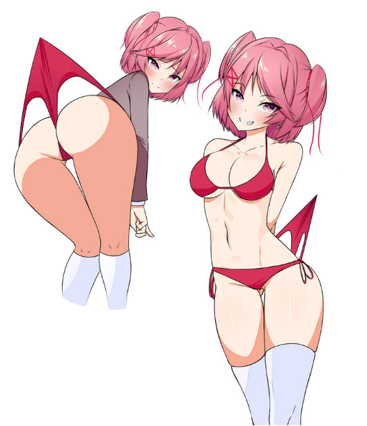 doki_doki_literature_club female natsuki_(doki_doki_literature_club) rirnn tagme wedgie