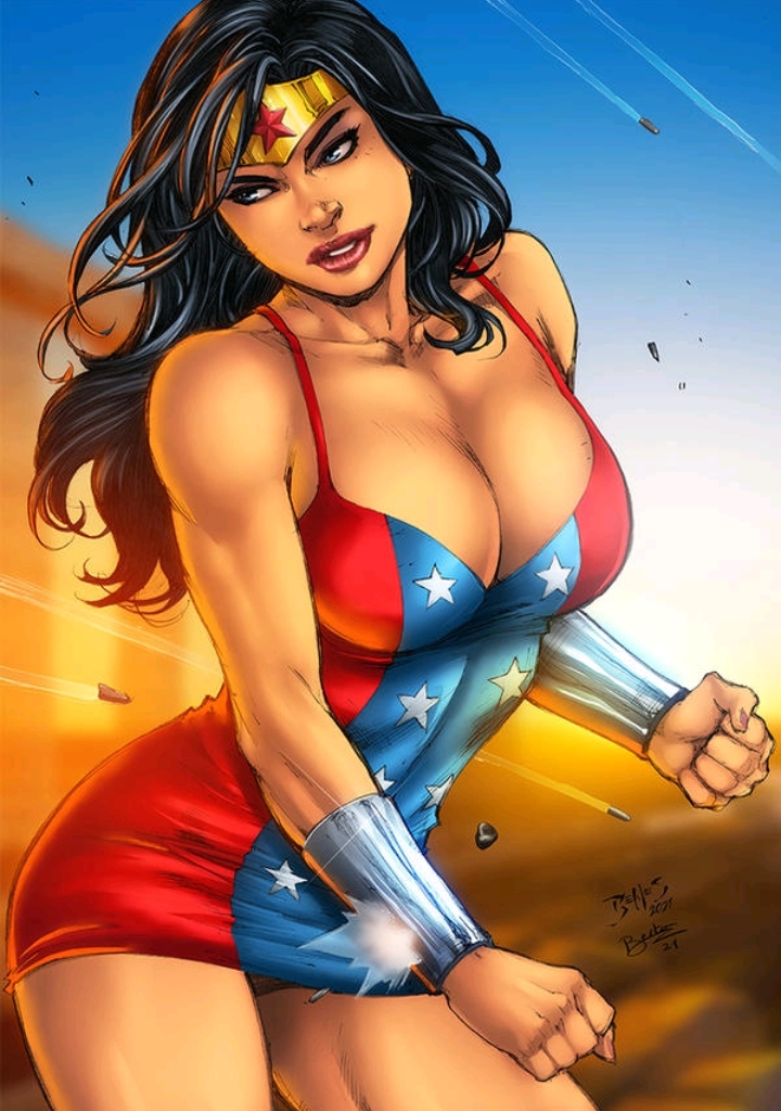 1girls 2021 artist_signature big_breasts black_hair blue_eyes bullets cedric_humbert cleavage dc dc_comics deviantart_link diabolumberto diana_prince ed_benes_studio female female_focus female_only huge_breasts justice_league large_breasts red_clothing red_dress red_lips red_lipstick red_star solo stars superheroine three_tone_clothing tiara wonder_woman wonder_woman_(series)