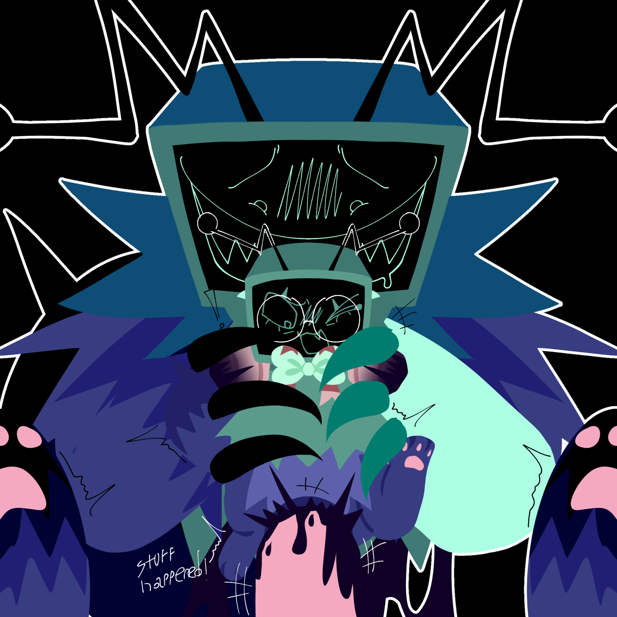 black cum, cum, dandy's world, ichor, selfcest, sex, spirzoing, tagme, tv head, twisted vee (dandy's world), vee (dandy's world)