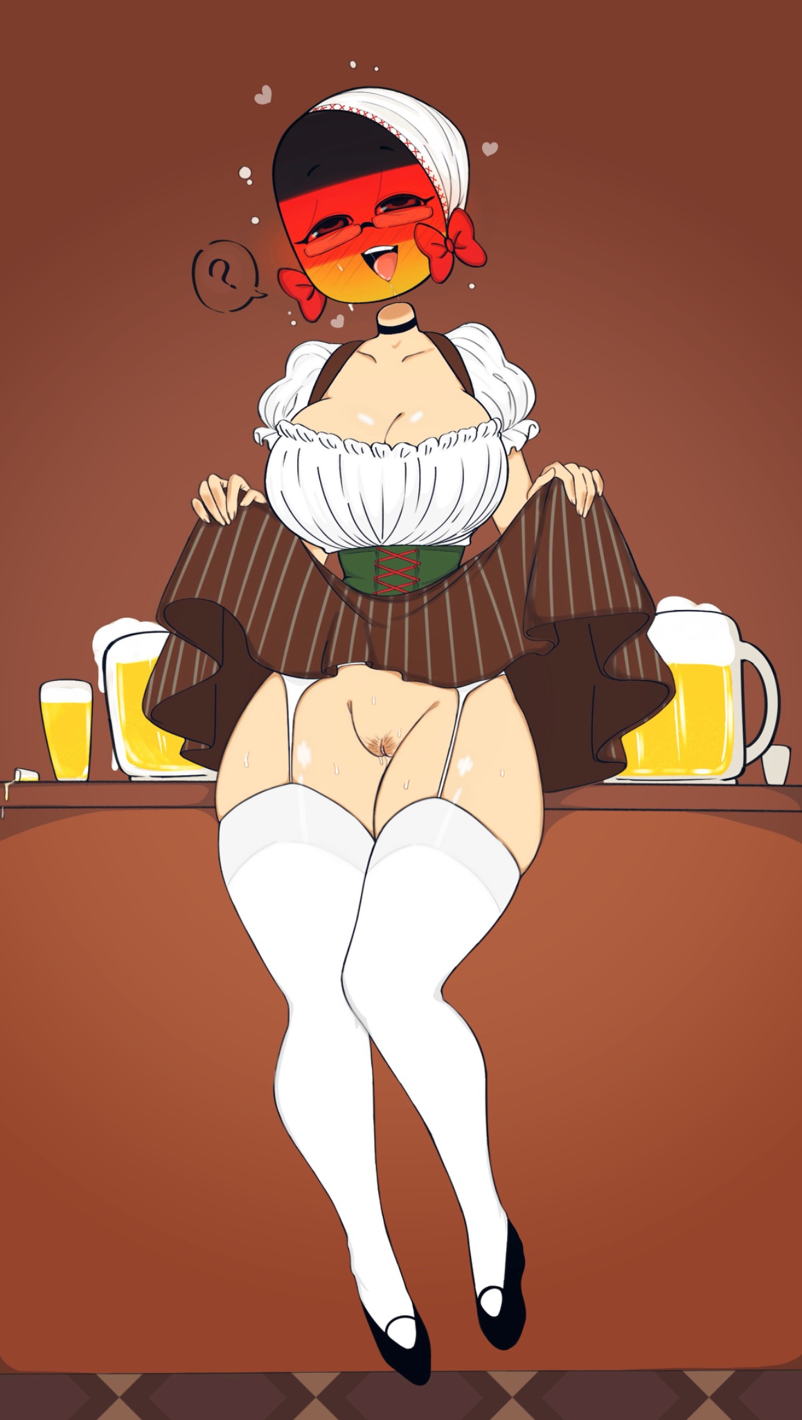 2d, breast focus, breasts, corset, countryhumans, countryhumans girl, female, female focus, flawsy, flirting, flirting with viewer, germany (countryhumans), huge ass, huge thighs, imminent sex, inviting, pussy, pussy focus, small waist, thick ass, thick thighs
