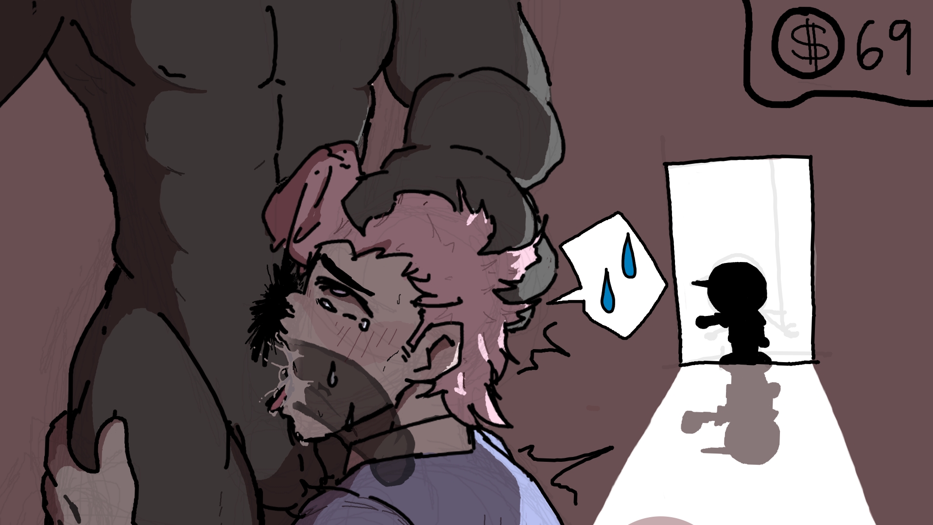 2male, bloodmoney, blowjob, blue suit, carbonara12, caught, cheating husband, choking on cock, deepthroat, gay, harvey harvington, male, male only, nipples, penis, pink bowtie, pink hair, toby harvington, x-ray view