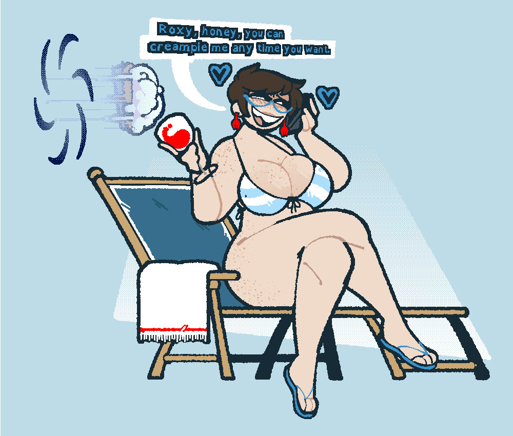 1girls, areolae, big breasts, bikini, bottomless, breasts, creampie (food), english text, female, female only, freckles, freckles on ass, freckles on breasts, freckles on shoulders, glass of wine, homestuck, jane crocker, only female, partially clothed, partially nude, pie, portal, pun, roxy lalonde, solo, talking on phone, text, throw pie, throwing object, wine, xenopavilia