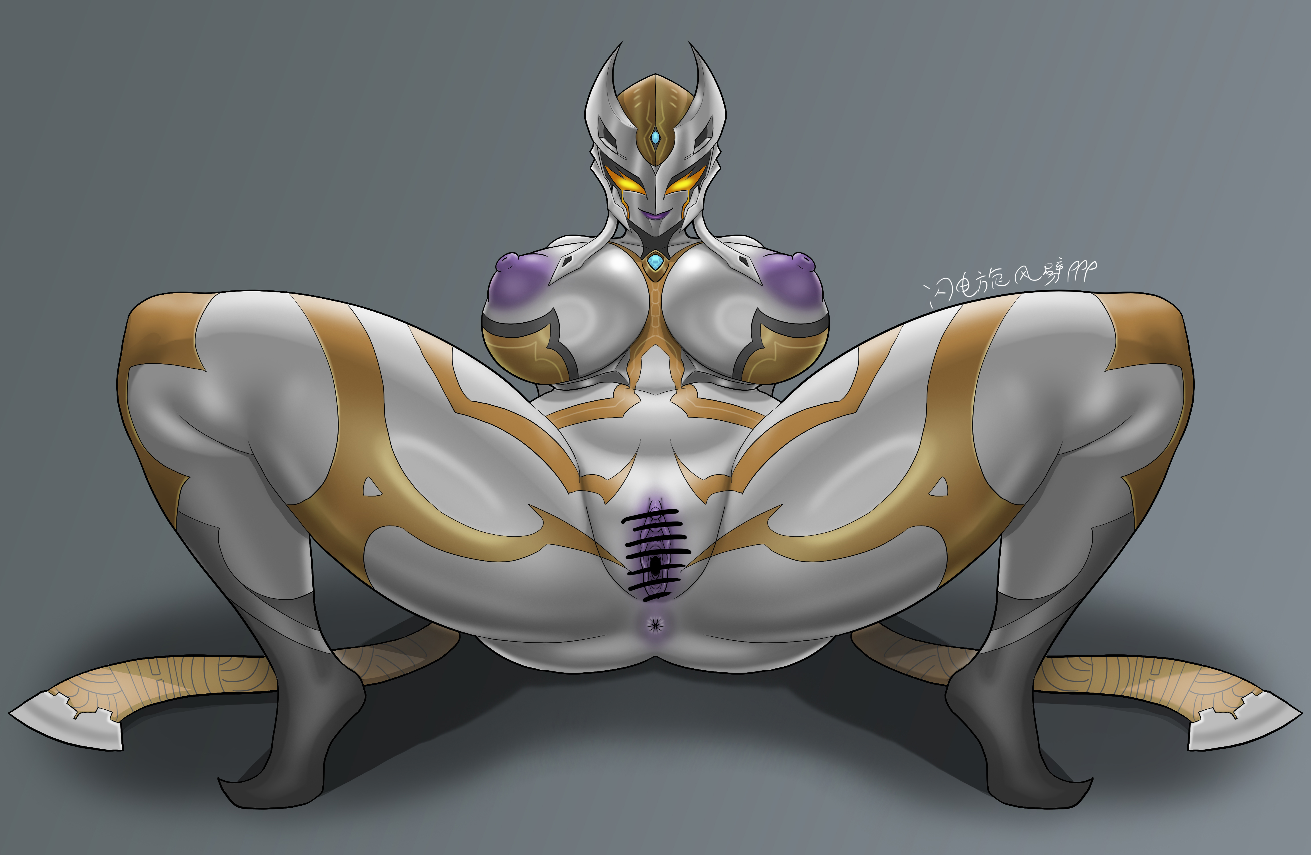 1girls, anus, areolae, artist request, ass, breasts, carmeara, female, hourglass figure, huge breasts, large breasts, light-skinned female, nude, nude female, pose, posing, pussy, solo, spread legs, thick, thick ass, thick thighs, ultraman (franchise), ultraman trigger (series), vagina, venus body, villainess, voluptuous, wide hips