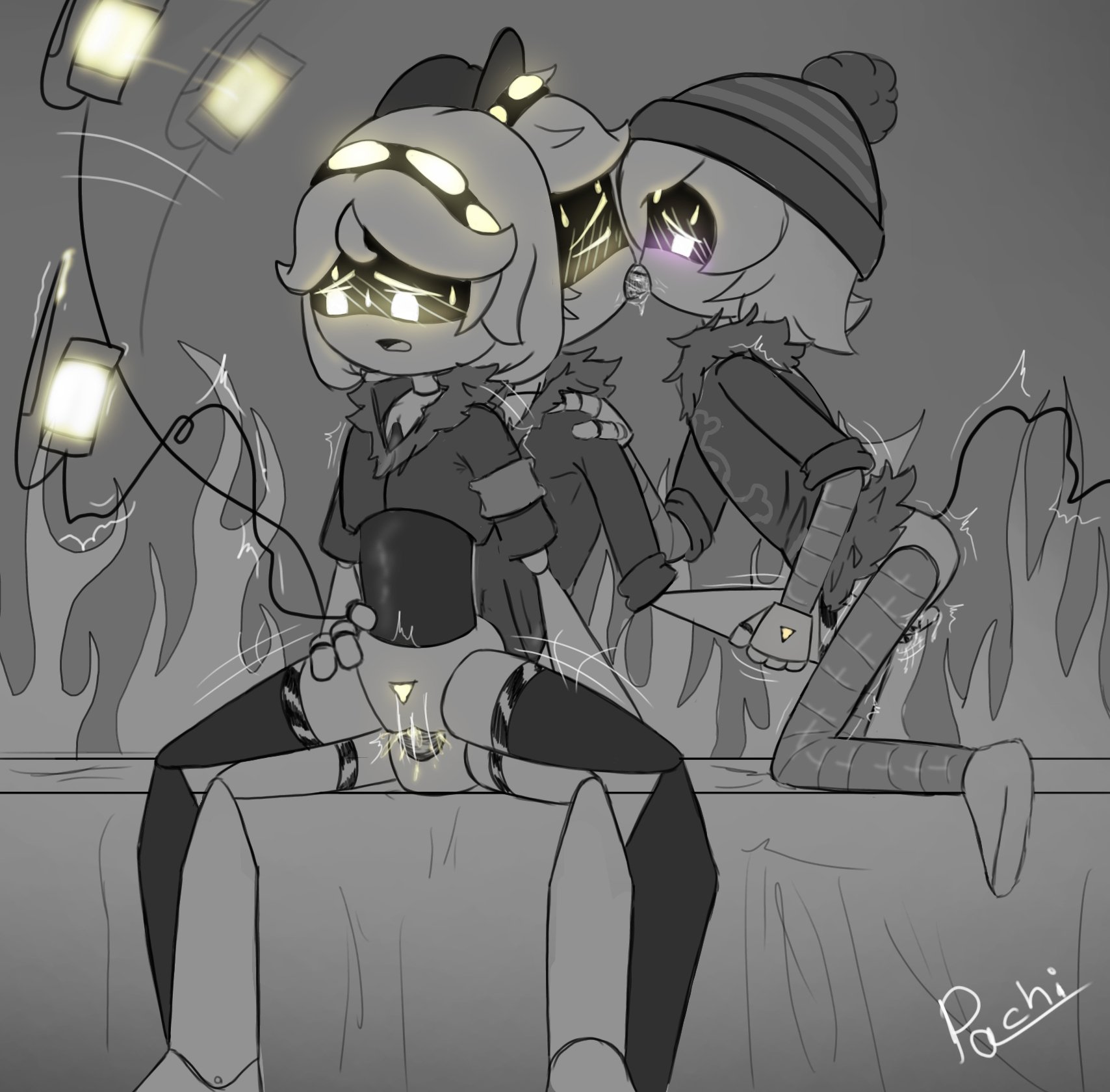 1boy, 2d, 2girls, accurate body type, clothed sex, cowgirl position, disassembly drone, envy (murder drones), female, female penetrated, fingering, glitch productions, humanoid, humanoid female, humanoid male, kissing, male, male penetrating, male penetrating female, multiple females, multiple girls, murder drones, n (murder drones), pachinsfw, penetration, penis, pussy, riding, riding penis, robot, robot boy, robot girl, robot humanoid, screen face, sex, straight, threesome, uzi (murder drones), v (murder drones), vaginal penetration, white body, worker drone