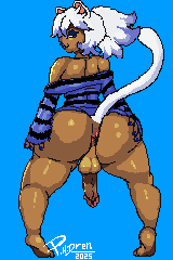 1boy, ahju, animated, anus, ass, ass focus, balls, big ass, bottomless, bouncing ass, cat boy, catboy, dark skin, dark-skinned femboy, dark-skinned male, dark-skinned sissy, dark-skinned sub, feline, femboy, male, male only, oc, penis, phdren, pixel animation, pixel art, presenting, sissy, small balls, small penis, solo, solo focus, solo male, spread ass, sweater dress