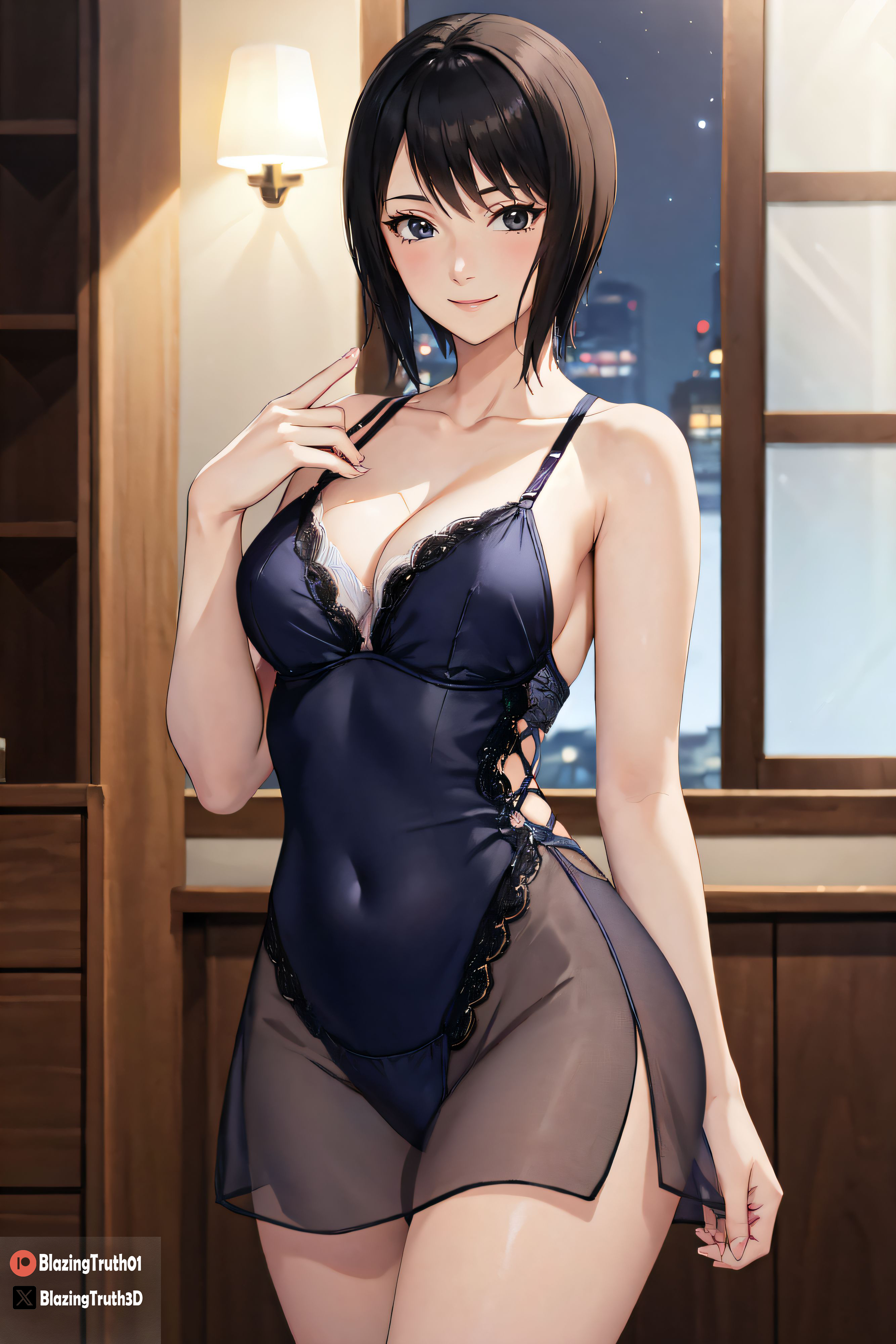 1girls, ai generated, babydoll, bangs, bare legs, bare shoulders, big breasts, black eyes, black hair, black lingerie, blazeren ai/3d, blush, boruto: naruto next generations, breasts, curvaceous, curvy, curvy body, curvy female, curvy figure, female, female only, front view, indoors, large breasts, light skin, light-skinned female, lingerie, lipstick, long hair, looking at viewer, makeup, nai diffusion, naked focus, naked naked, naruto, naruto (classic), naruto (series), naruto shippuden, naruto: the last, patreon username, revealing naked, shizune, stable diffusion, standing, text, thick thighs, thighs, twitter username, url, watermark, web address, wide hips