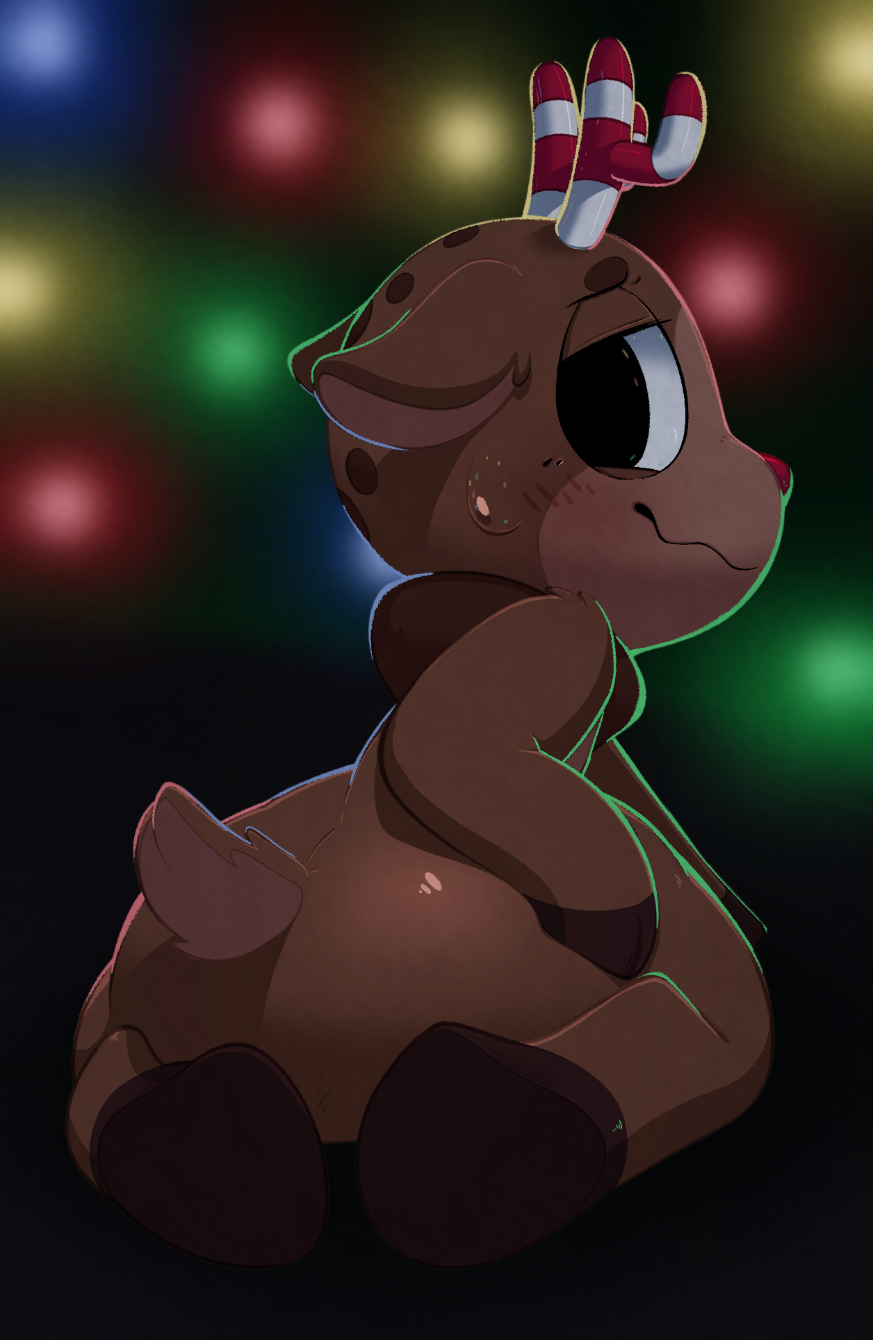 1boy, ambiguous gender, ambiguous only, anthro, anthro male, anthro only, anthro solo, antlers, ass, ass focus, big ass, big ass (male), big butt, big butt (male), brown body, brown fur, butt focus, christmas, dandy's world, deer, digital media (artwork), ears back, ears down, four-pundo, furry, furry ass, furry butt, furry male, furry only, furry solo, holidays, hooves, lidded eyes, looking at viewer, male, male anthro, male ass, male ass focus, male butt, male butt focus, male furry, male only, naked, nervous, nervous smile, nervous sweat, no human, no humans, no visible genitalia, no-human, non-human, non-human only, nude, nudity, only furry, only male, png, presenting, presenting ass, presenting hindquarters, questionable, red nose, reindeer, roblox, roblox game, rudie (dandy's world), showing ass, showing butt, simple background, sitting, sitting down, small antlers, smile, smiling, smiling at viewer, solo, solo ambiguous, solo anthro, solo furry, solo male, striped antlers, suggestive, sweat, sweatdrop, tail