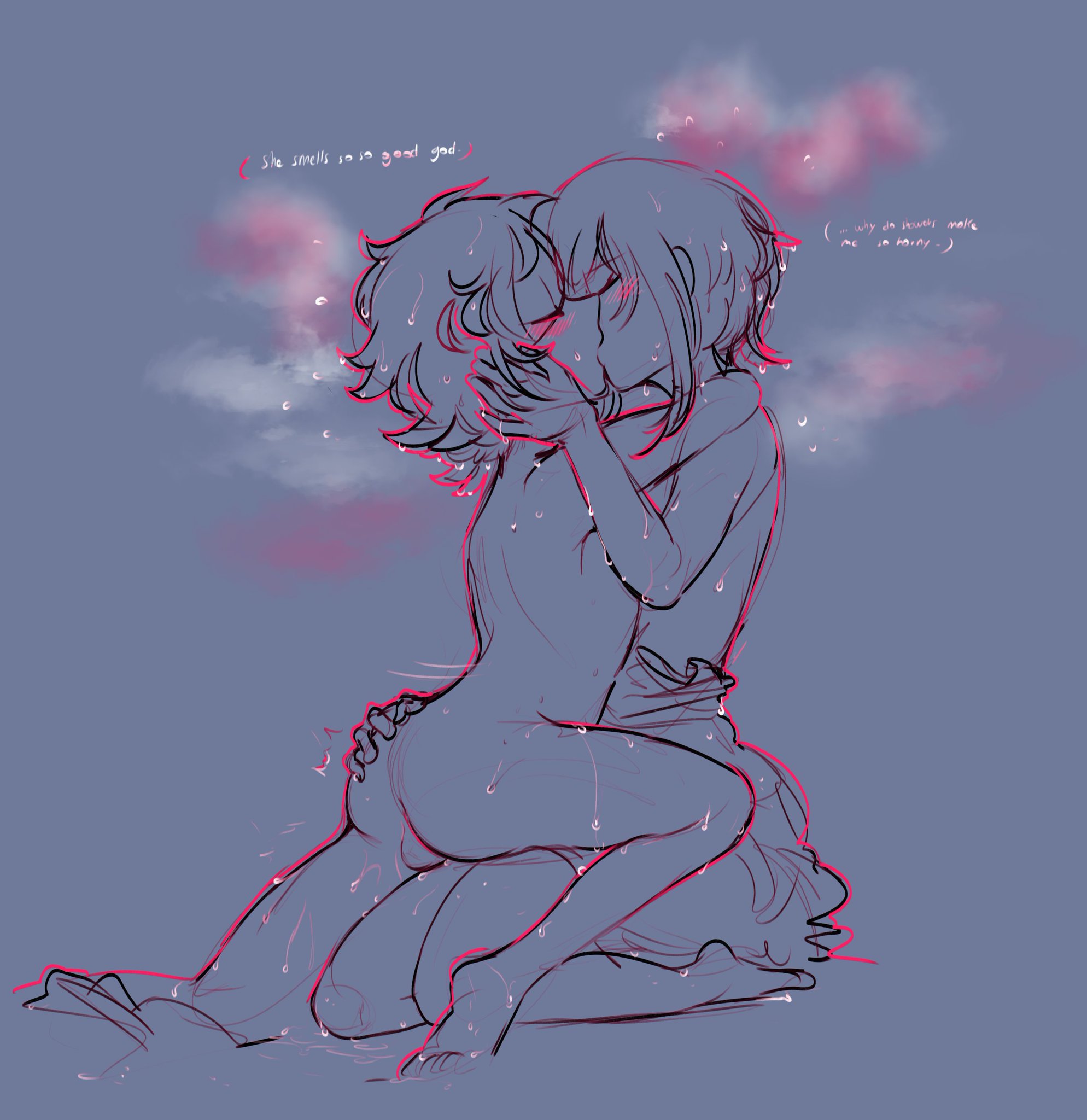 1girls, ass, balls, celestia ludenberg, danganronpa, female, femboy, femboy on female, fujisaki chihiro, kissing, nude, oniontina, tagme