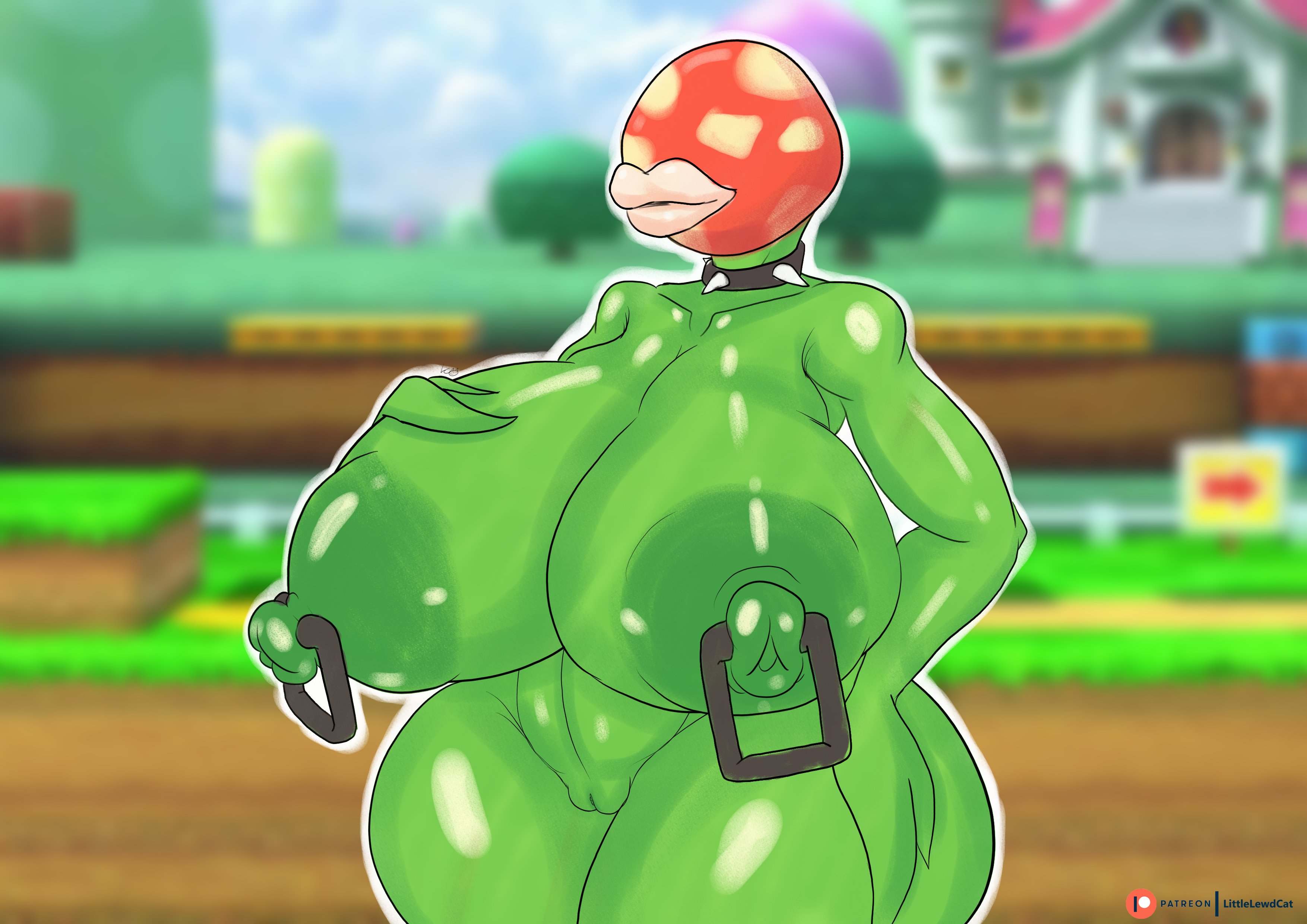 1girls, big breasts, bimbo lips, breasts, choker, enormous breasts, female, female only, giant breasts, gigantic breasts, huge breasts, large breasts, little cat, mario (series), massive breasts, nipple piercing, nipples rings, piercing, piranha plant, thick, thick thighs, thighs, voluptuous, voluptuous female