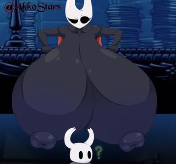 akkostars big_breasts bigger_female ero-enzo hollow_knight hollow_knight:_silksong hornet_(hollow_knight) rtenzo the_knight_(hollow_knight) tiny_male