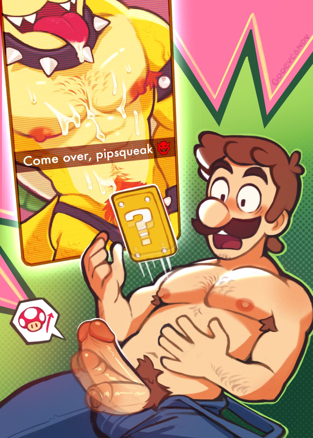 2025 abs after_masturbation after_orgasm anthro areola armband armpit_hair bara barazoku becoming_erect big_muscles big_penis blush bodily_fluids body_hair bowser bracelet caption cellphone chest_hair clothed clothing collar cum cum_on_chest cum_on_self cum_on_tongue directional_arrow duo electronics emoji english_text erection eyebrows facial_hair foreskin fungus genital_fluids genitals glans gooey_candy gooeycandy green_background hair hairy_armpits hairy_chest hairy_male happy_trail hi_res human human_on_anthro humanoid_genitalia humanoid_penis interspecies inviting jewelry koopa luigi male male/male mammal mario_bros motion_blur motion_lines moustache muscular muscular_anthro muscular_male mushroom nintendo nipples non-mammal_nipples open_mouth open_smile overalls pecs penis phone photo pictographics presenting pubes pubic_hair scalie screen seductive selfie sexting shell simple_background smartphone smile spiked_armband spiked_bracelet spiked_collar spikes standing surprised_expression teeth text texting thong tongue tongue_out topless topless_anthro topless_male uncircumcised uncut underwear unretracted_foreskin unzipped vein zipper