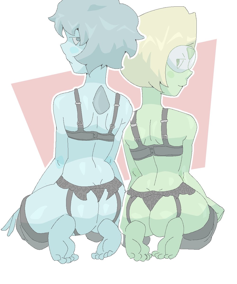 ass, back view, big ass, big breasts, big butt, big thighs, big titties, breasts, cartoon network, curvaceous, curvaceous female, curvaceous figure, curvy, curvy figure, curvy hips, female, female focus, female only, foot fetish, grey skin, lapis lazuli (steven universe), lenceria, lencerie, lingerie, peridot (steven universe), short hair, shortstack, steven universe, tumorterrors, yellow hair