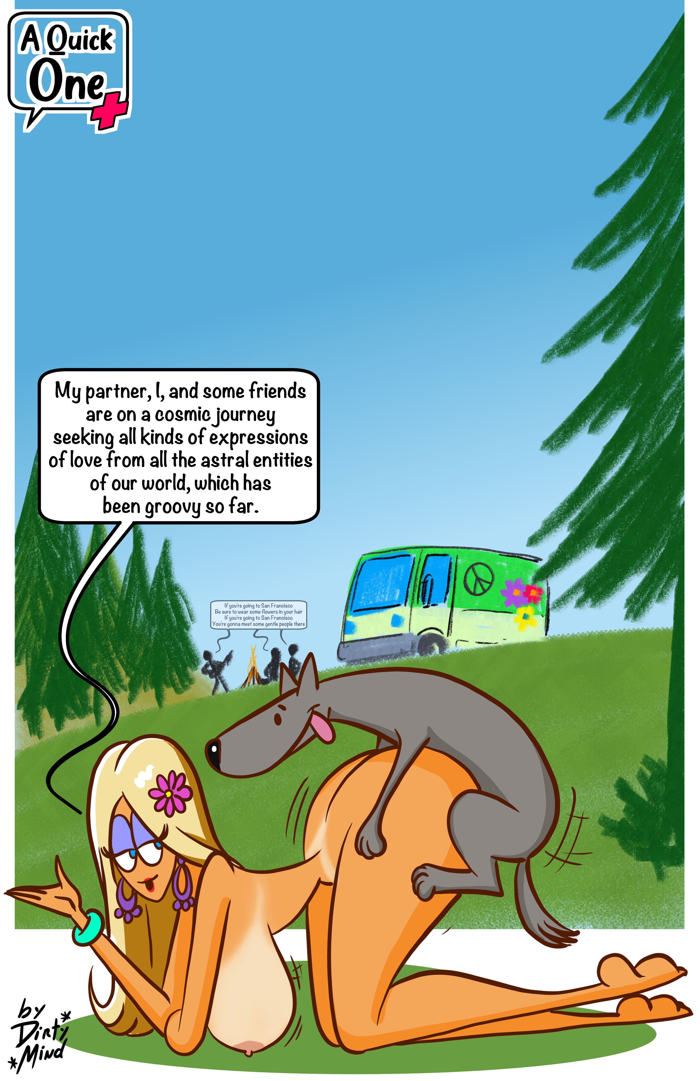 1boy, 1girls, a quick one, all fours, ass, beach, big ass, big breasts, blonde hair, blue eyes, blush, breasts, canid, canine, canis, cheating, cheating wife, completely nude, cucked by beast, dialogue, dirtymind, doggy style, domestic dog, english text, female, female human/male feral, feral, huge ass, huge breasts, interspecies, long hair, male, male/female, netorare, nipples, nude, nude female, open mouth, open smile, original, penetration, pussy, sex, speech bubble, tan body, tan skin, tanline, tanlines, text, tongue, tongue out, vaginal insertion, vaginal penetration, vaginal sex, wife, zoophilia