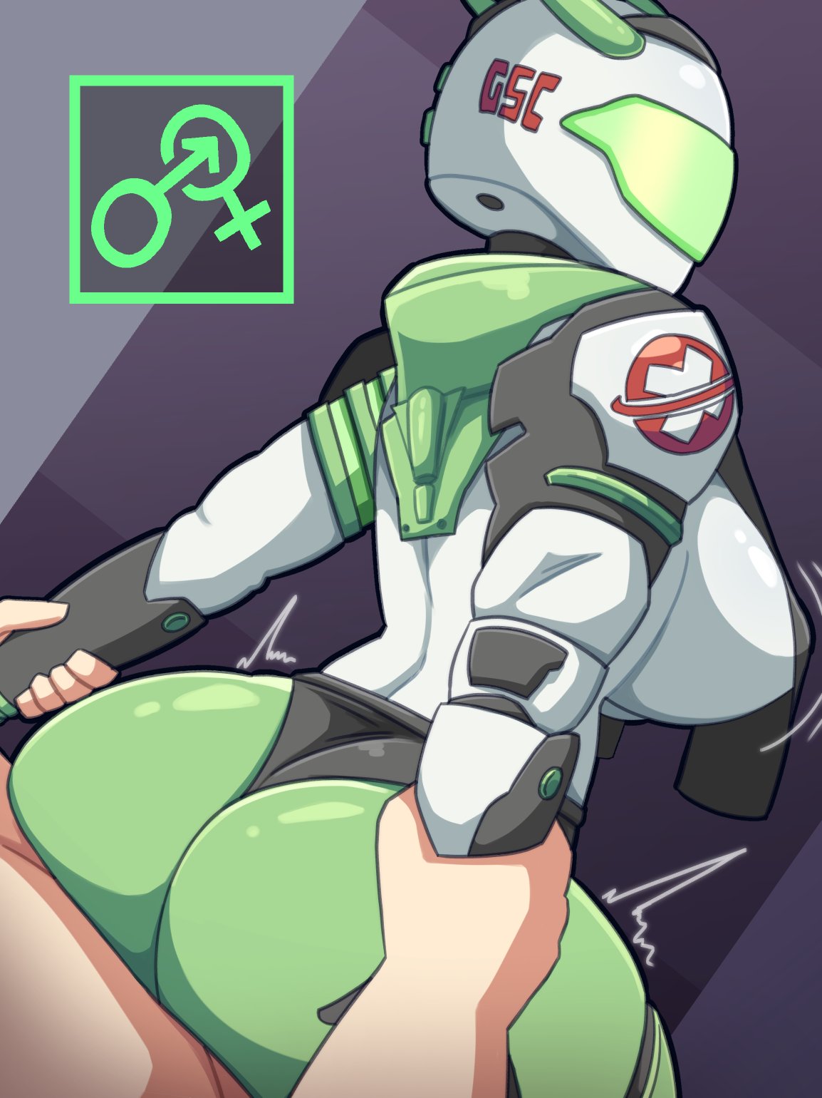 1boy, 1girls, arms held back, breasts, faceless character, female, glider (mycopunk), grabbing, helmet, large breasts, male, male/female, mycopunk, robot, robot girl, sex, vadaboob