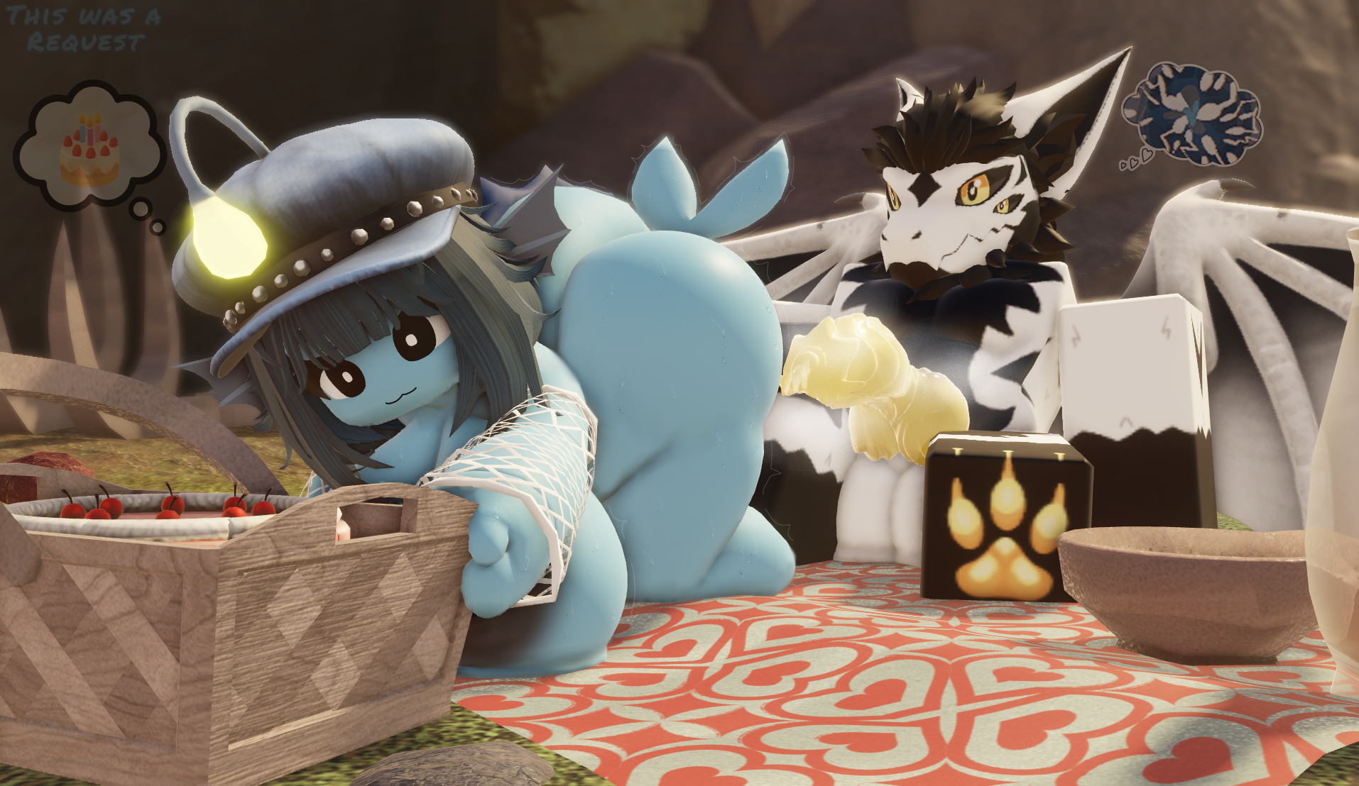 1boy, 1girls, 3d, ass, before sex, clueless, dragon, exhibitionism, female, knot, knotted penis, male, nokomi, nokomi rr34, nude, outside, penis, picnic, precum, precum drip, request, roblox, roblox avatar, roblox studio, robloxian, self upload, tagme, wings