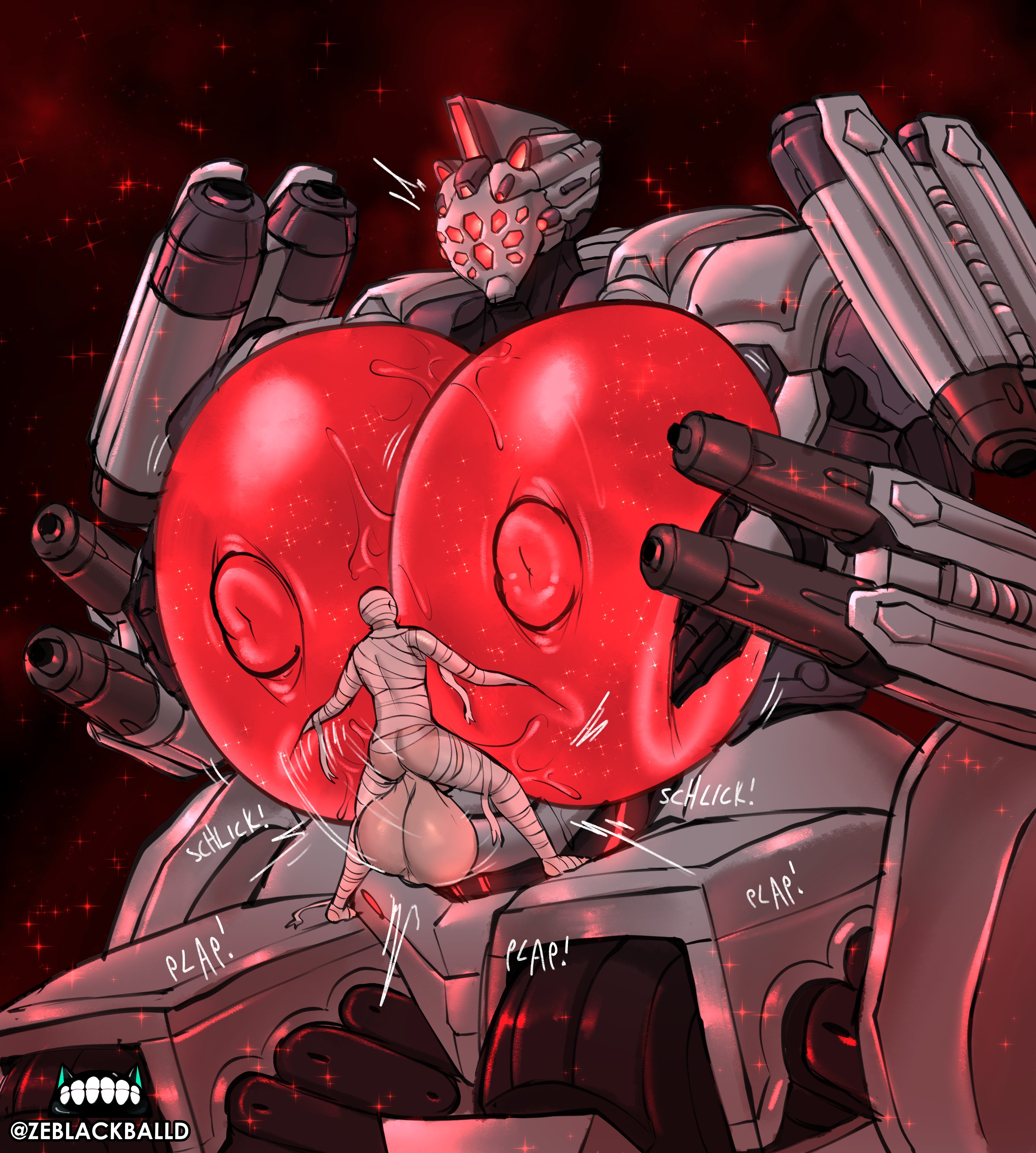 621 (armored core 6), armored core, armored core 6, ayre (armored core 6), balls, breasts, female, giantess, huge breasts, hyper, hyper balls, hyper breasts, hyper penis, larger female, male, mecha, mecha focus, mecha girl, mechanical, paizuri, penis, precum, robot, robot girl, size difference, size play, small but hung, smaller male, squeezing breast, ze blackball.d, zeblackballd (artist)