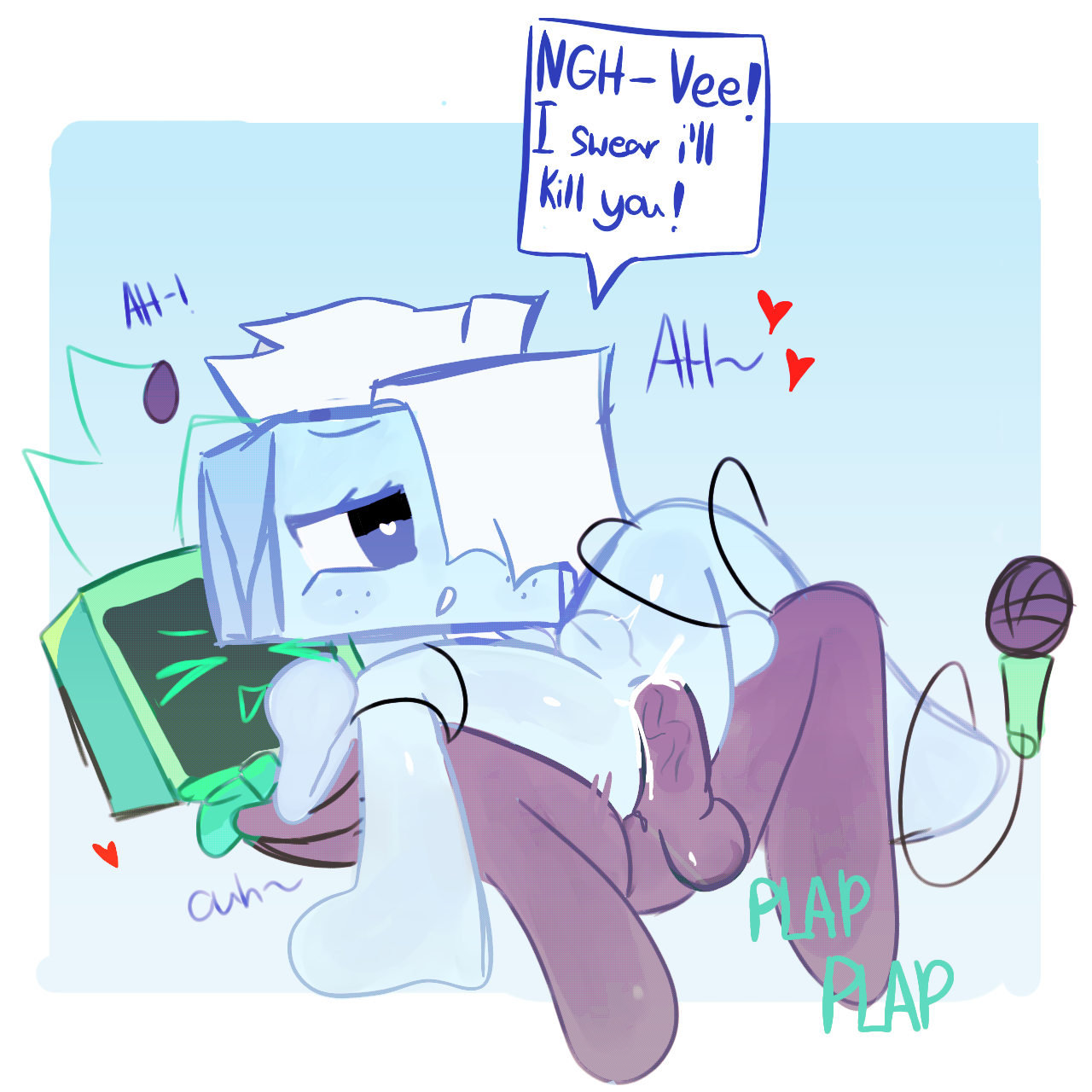 2girls, artist request, dandy's world, female, female focus, futa on female, futanari, intersex, penis, penis in pussy, penis penetration, pussy, pussy penetration, roblox, robot penis, tisha (dandy's world), tissue box, traced, tv head, tv screen, vaginal penetration, vee (dandy's world)