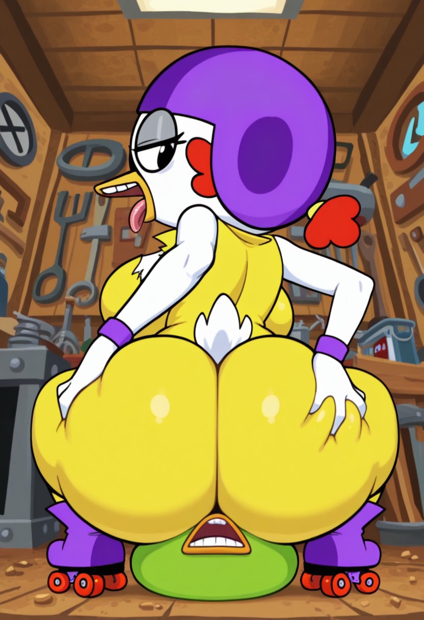ai_generated avian big_ass breadwinners civitai duck facesitting female huge_ass ketta_(breadwinners) male mechanic nickelodeon tagme tongue tongue_out white_fur