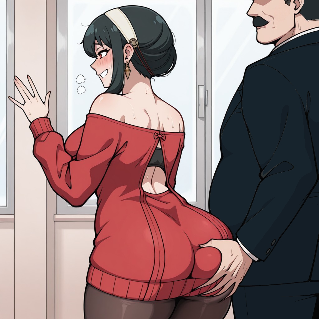 ai generated, ass, ass grab, balfaphico, cheating, fat male, female, male, murdoch swan, netorare, secretly loves it, spy x family, ugly bastard, yor briar